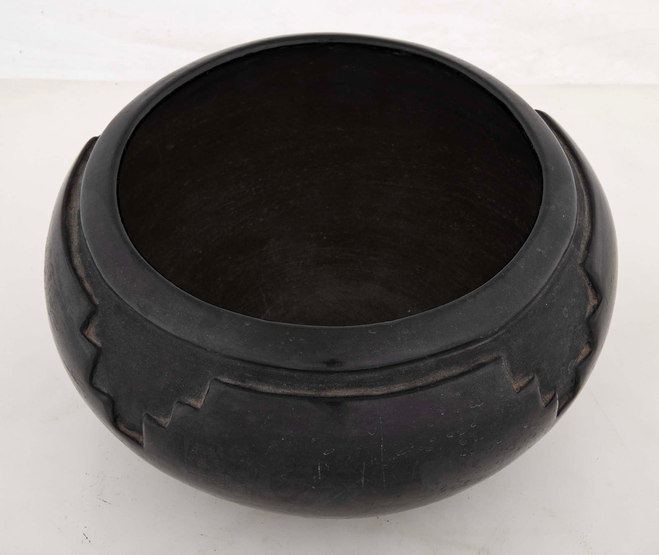 Large Carved Blackware Bowl by Rosalie and Joe Aguilar