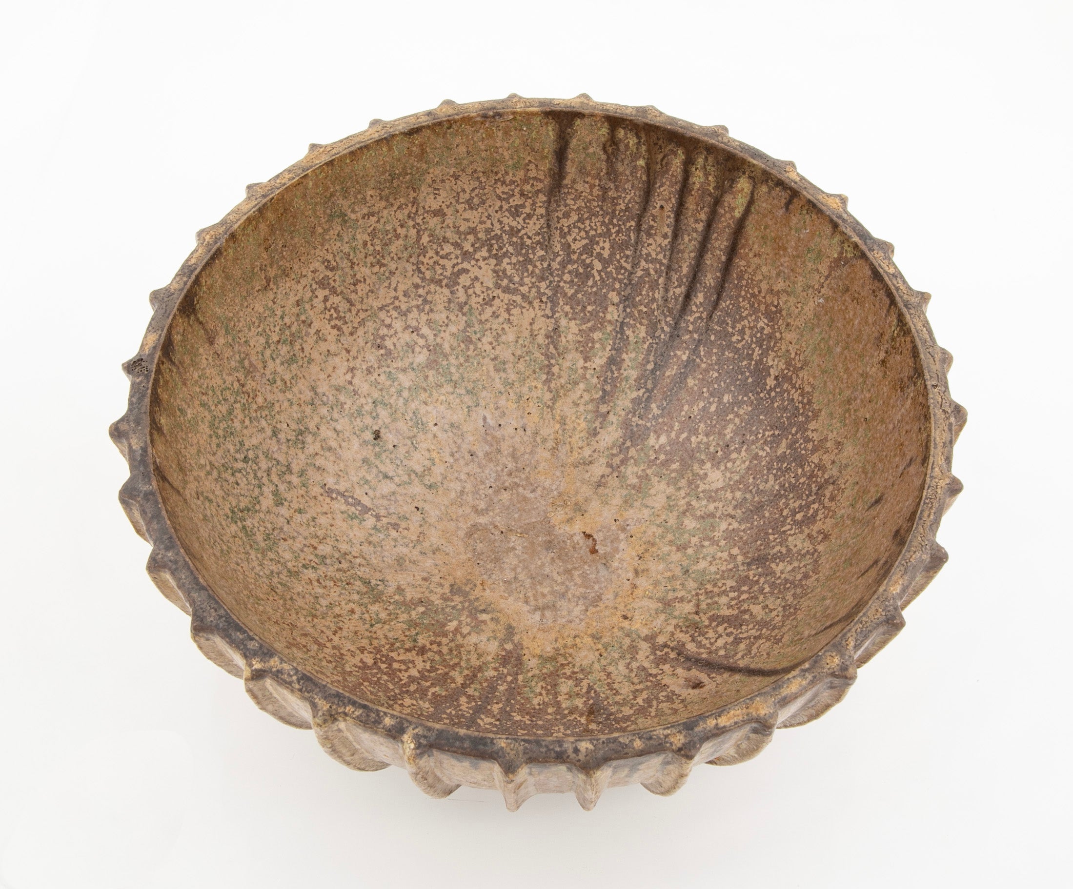 Arne Bang Brown Glazed Bowl with Exterior Ribbing