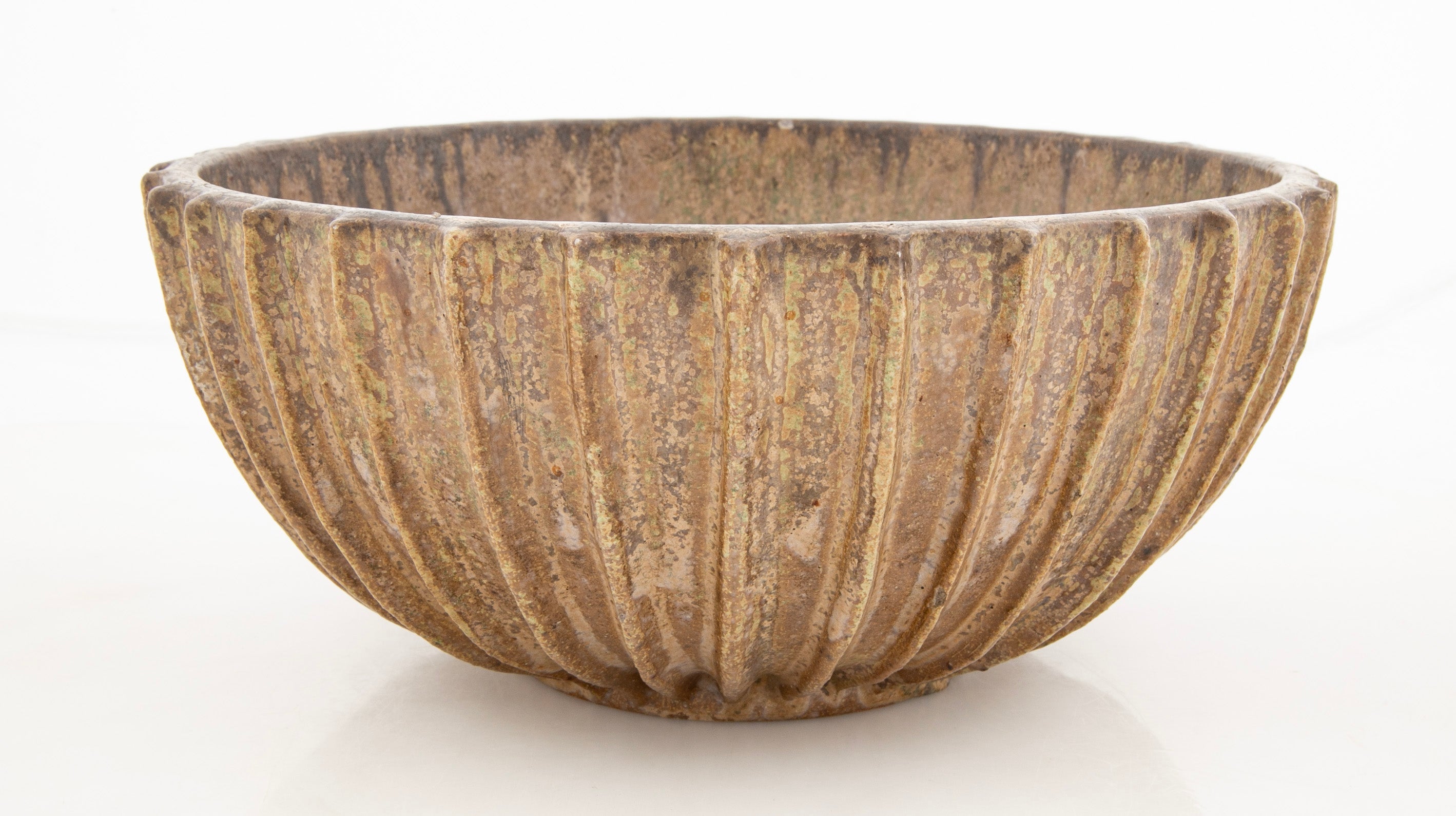 Arne Bang Brown Glazed Bowl with Exterior Ribbing