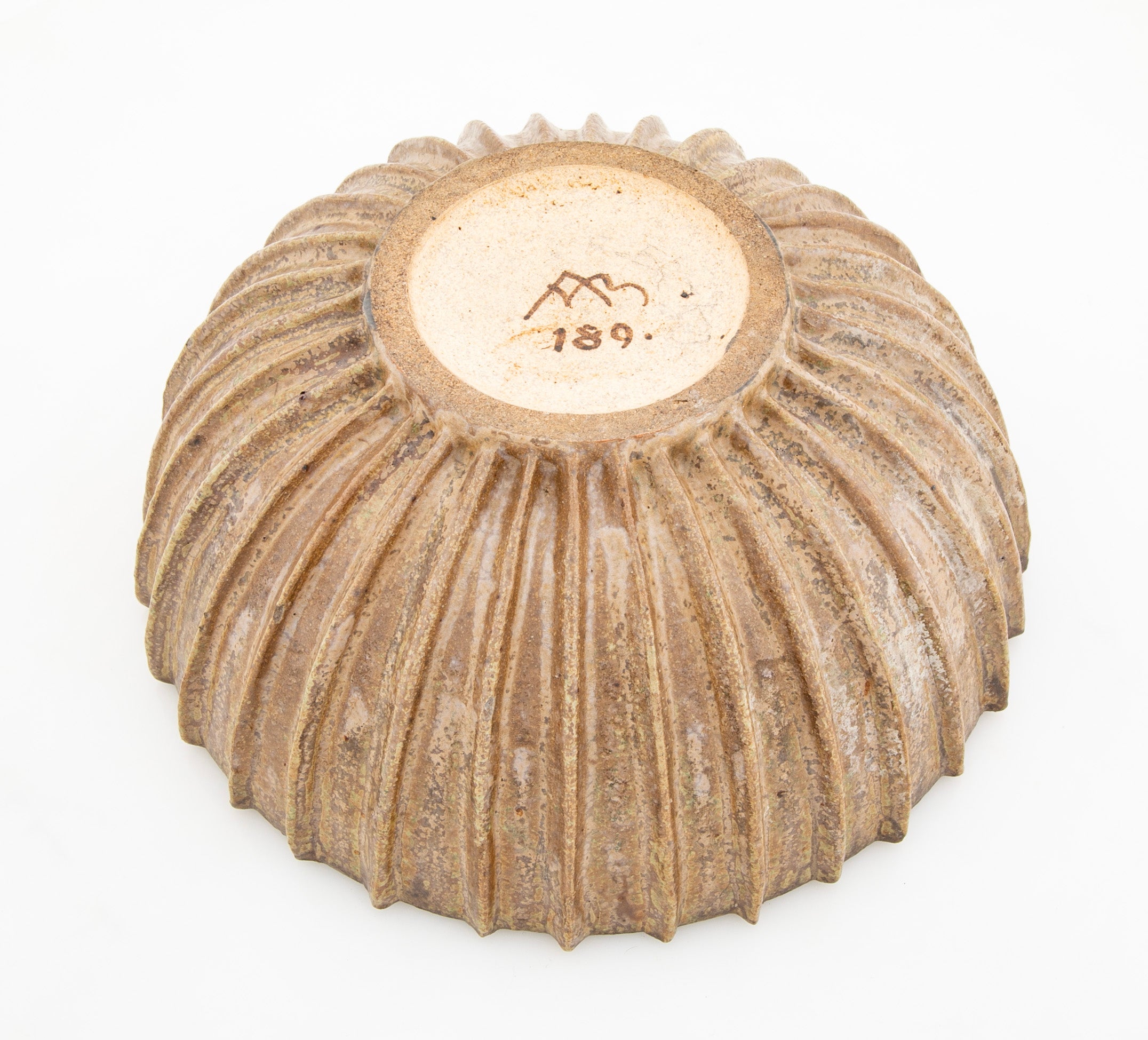 Arne Bang Brown Glazed Bowl with Exterior Ribbing