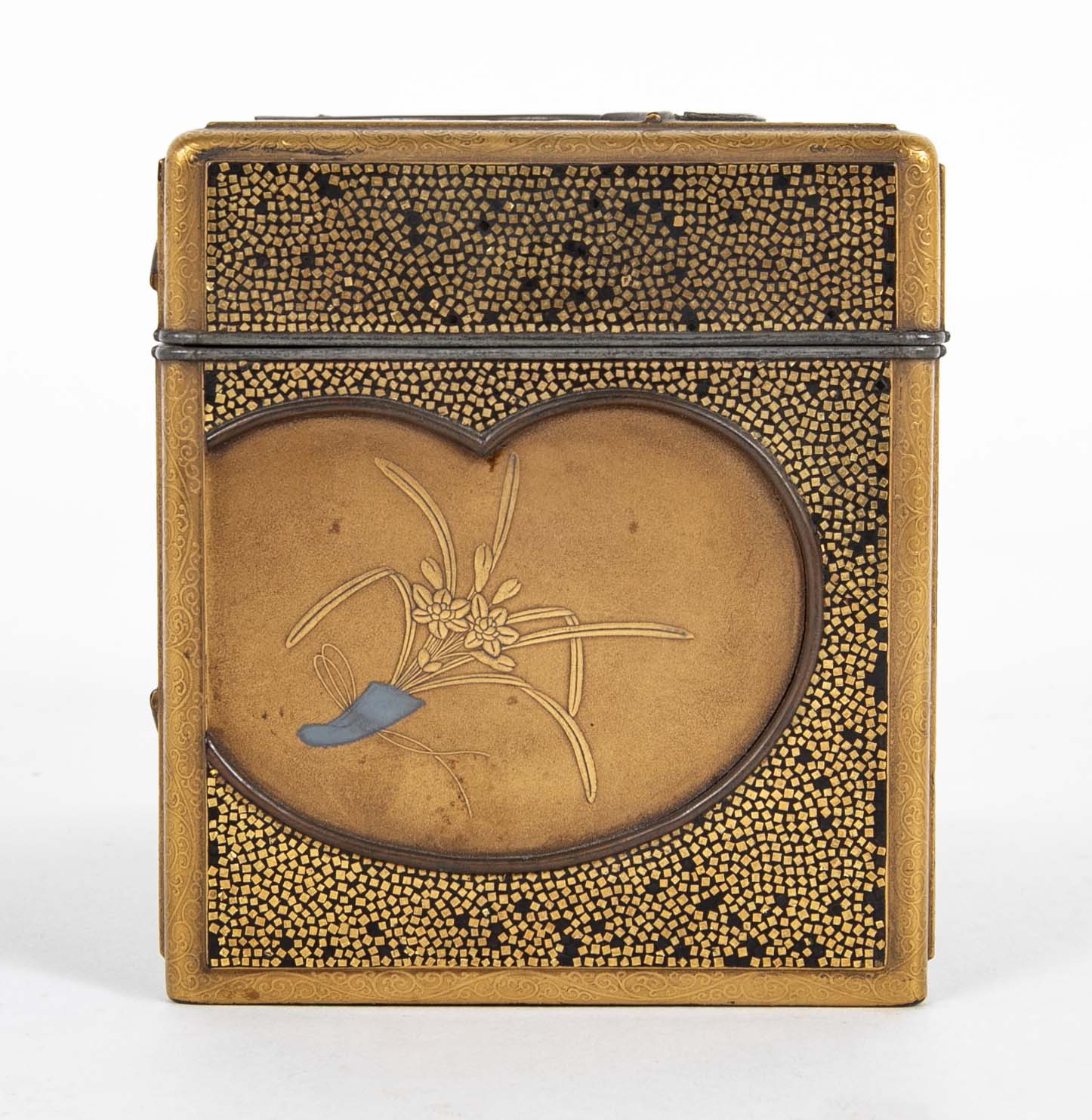 Rectangular Gold and Black Laquer Box with Top