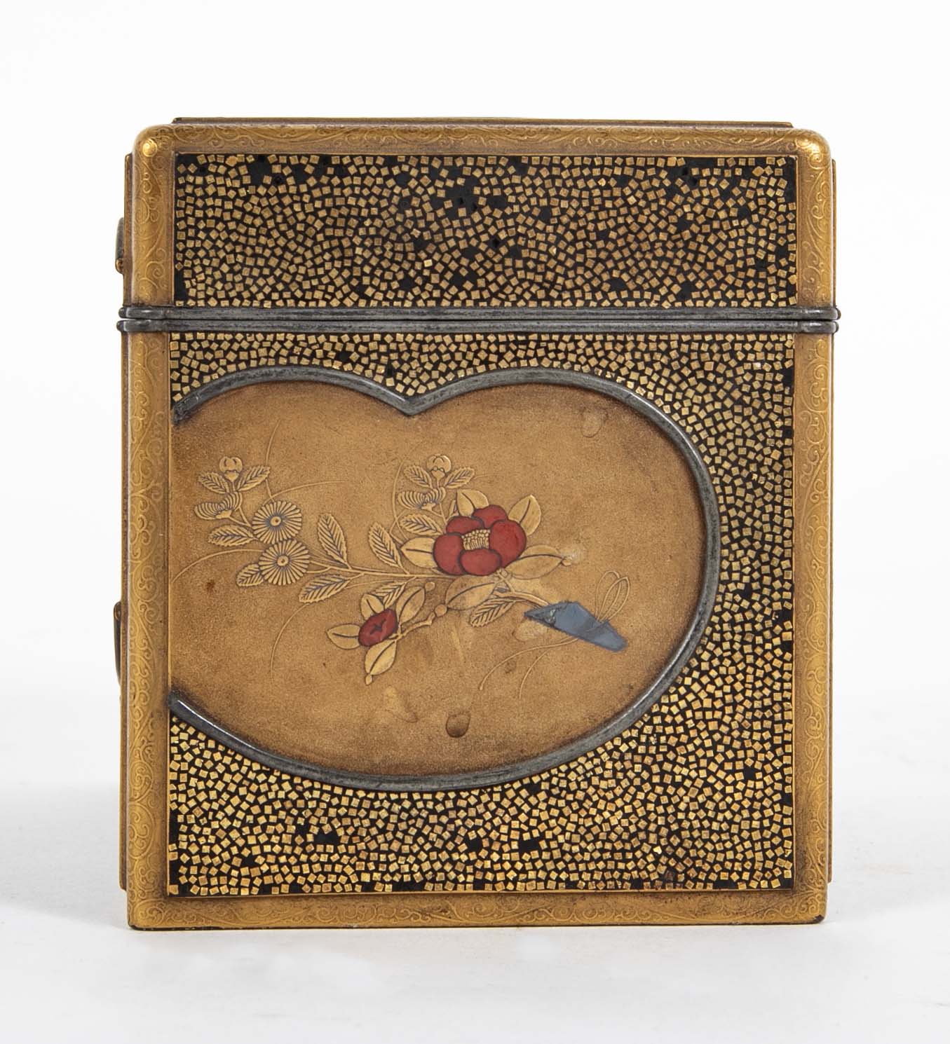 Rectangular Gold and Black Laquer Box with Top