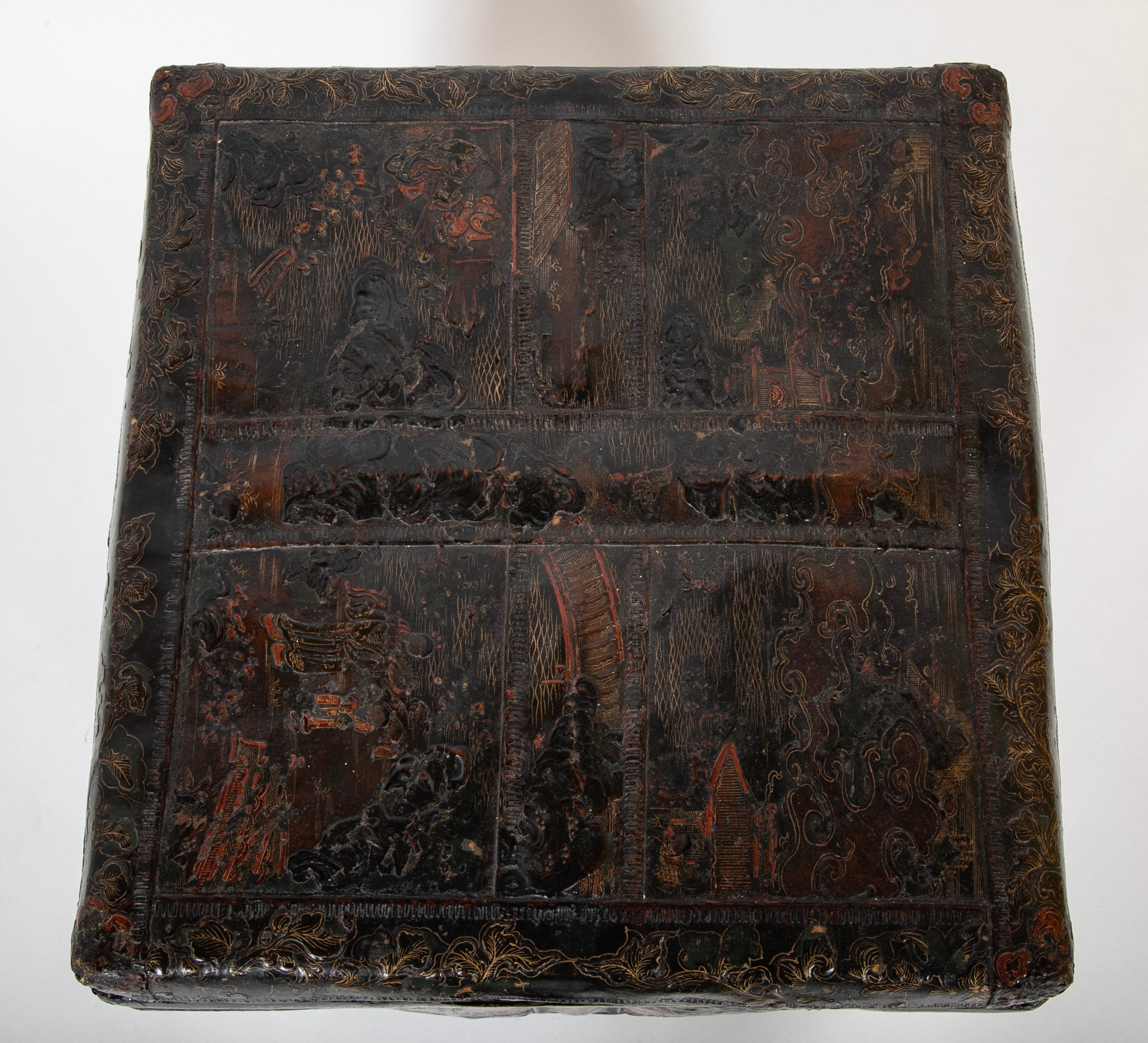 19th Century Chinese Travel Chest of Gilt Lacquer