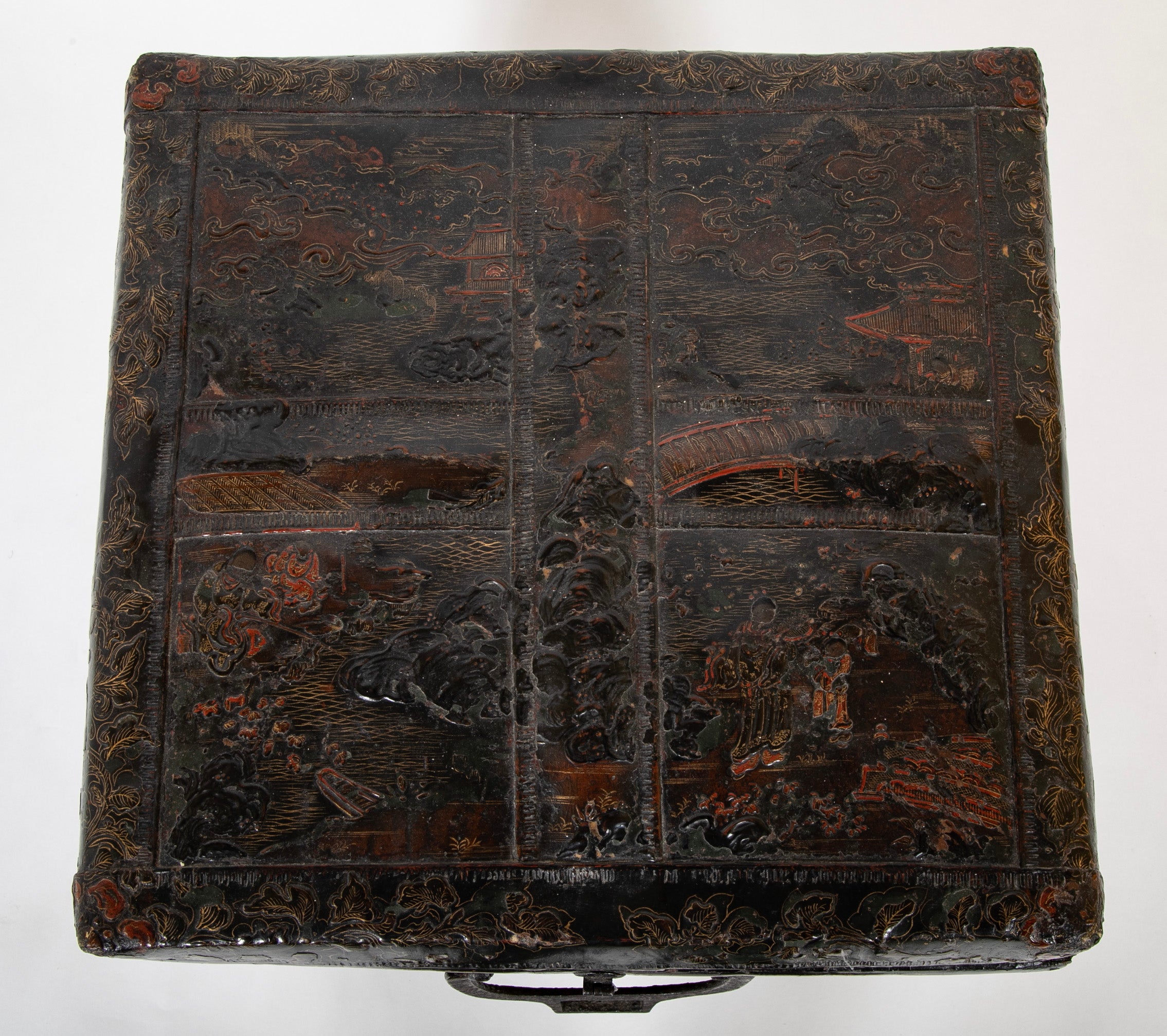 19th Century Chinese Travel Chest of Gilt Lacquer