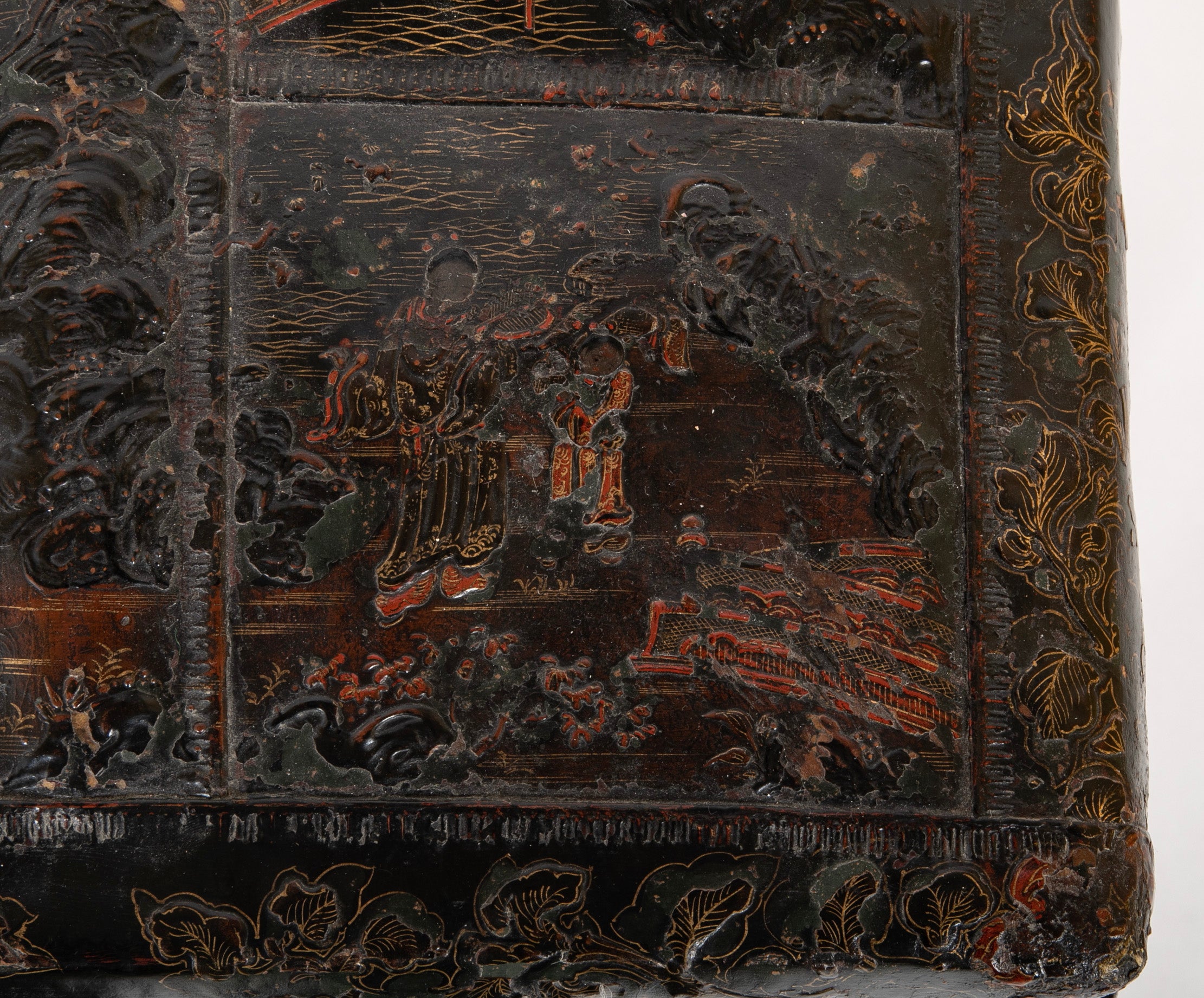 19th Century Chinese Travel Chest of Gilt Lacquer