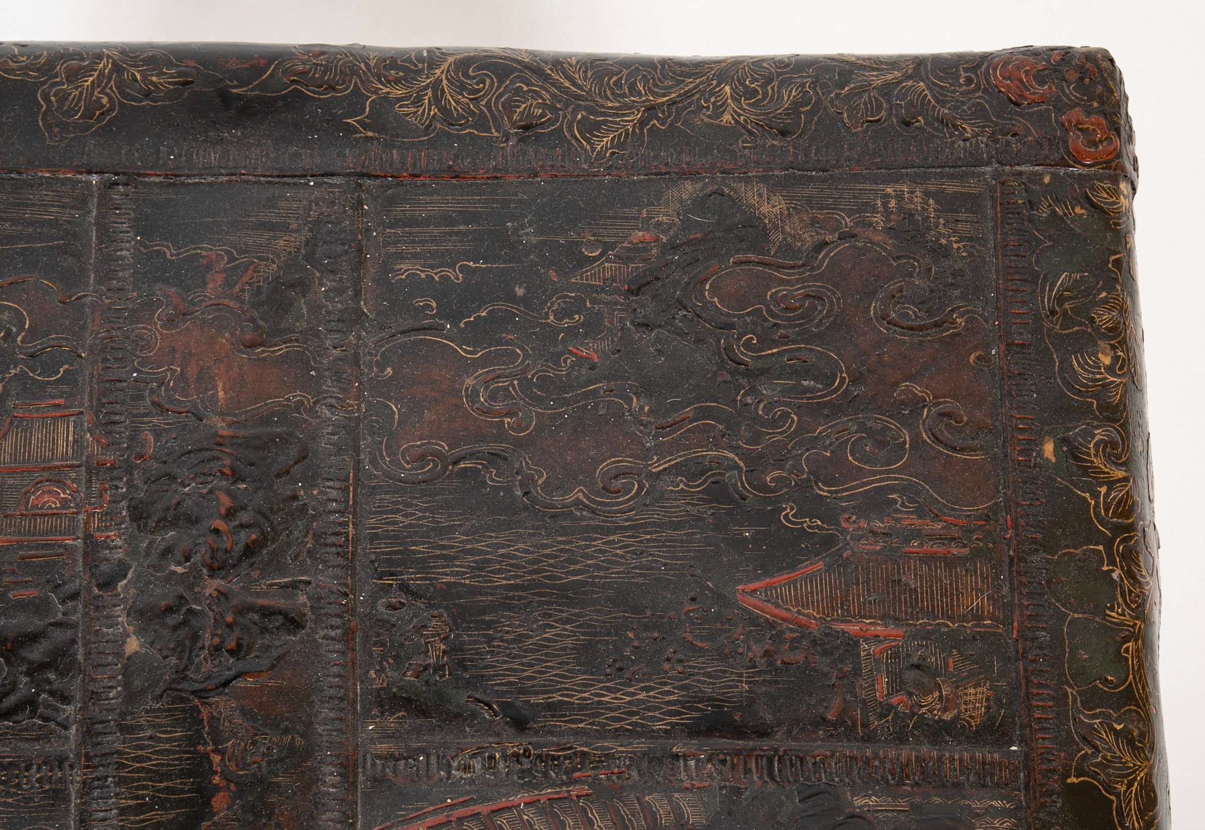 19th Century Chinese Travel Chest of Gilt Lacquer