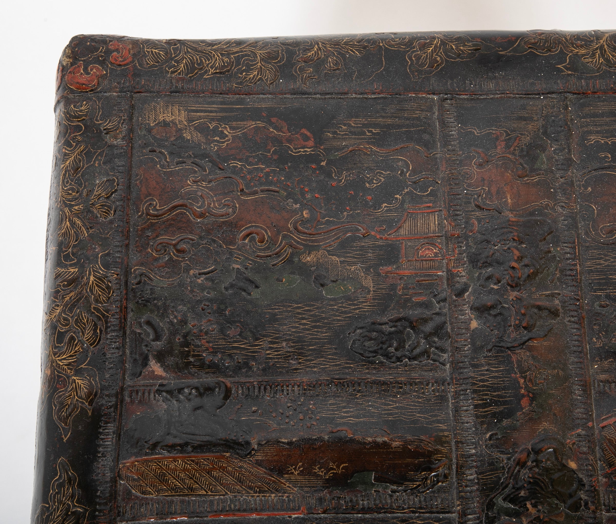 19th Century Chinese Travel Chest of Gilt Lacquer