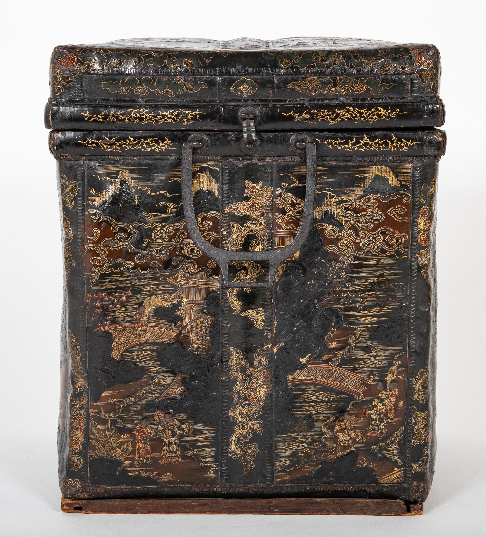 19th Century Chinese Travel Chest of Gilt Lacquer