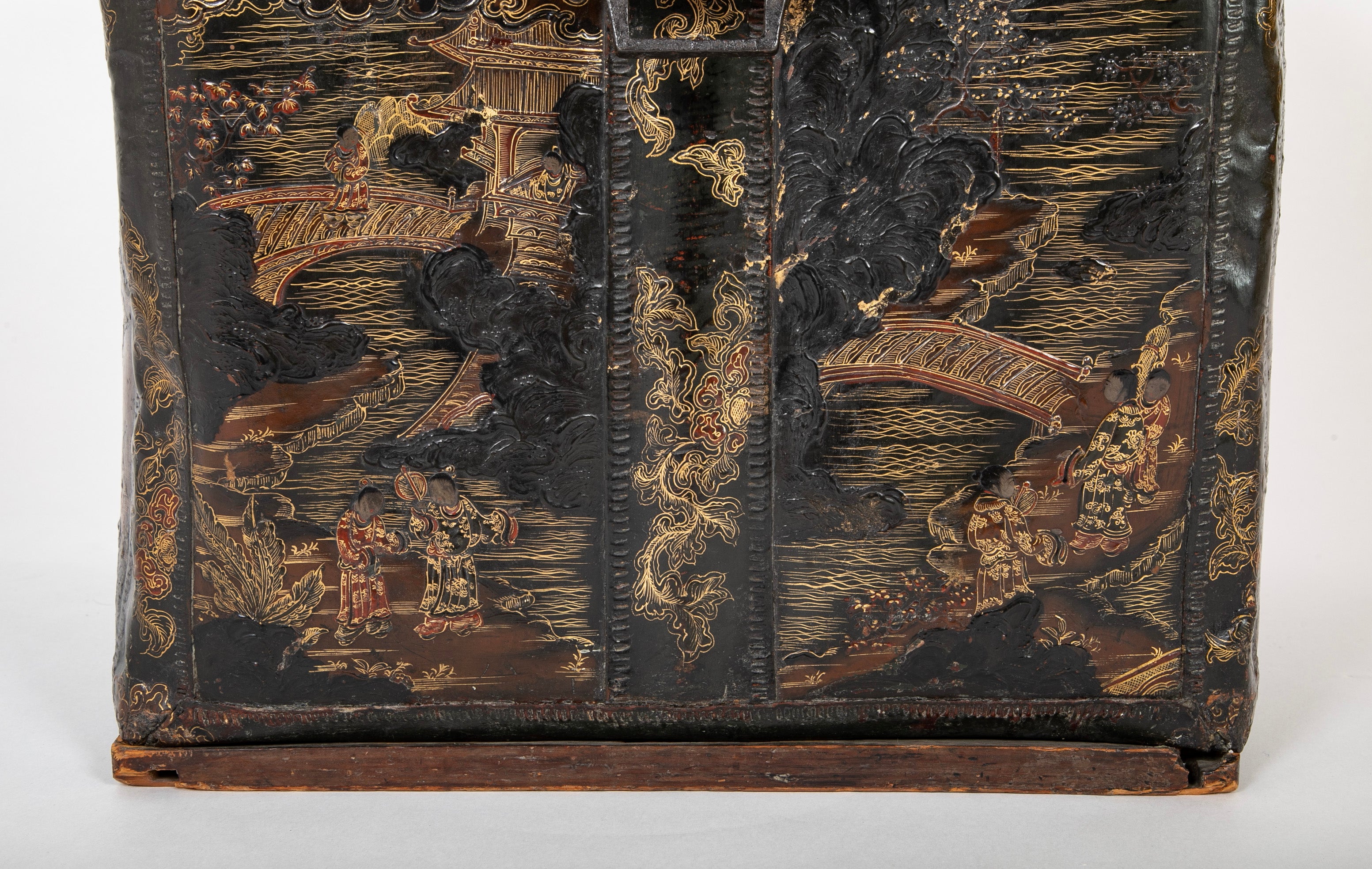 19th Century Chinese Travel Chest of Gilt Lacquer