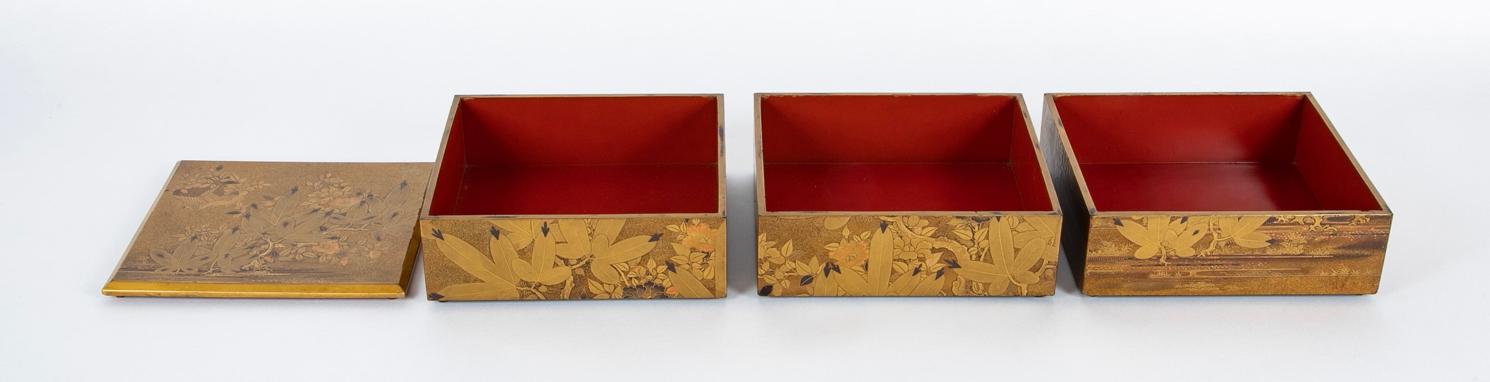 Three Tier Japanese Jubako Maki-e Lacquer Box