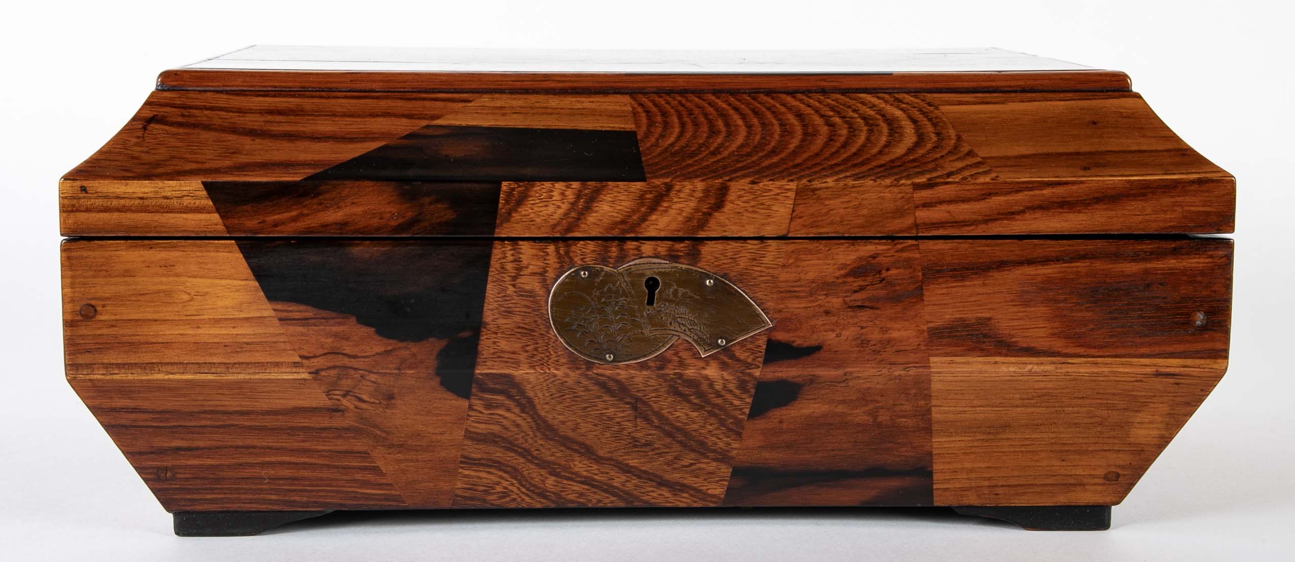 Japanese Sarcophagus Form Parquetry Inlaid Work Box