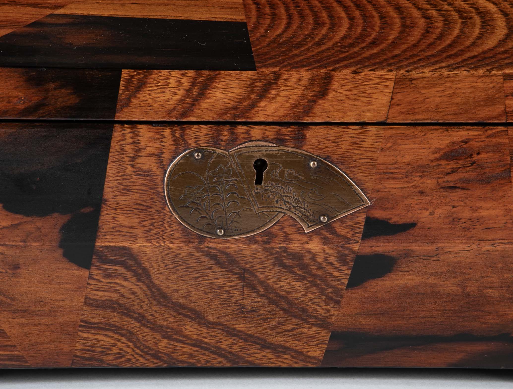 Japanese Sarcophagus Form Parquetry Inlaid Work Box