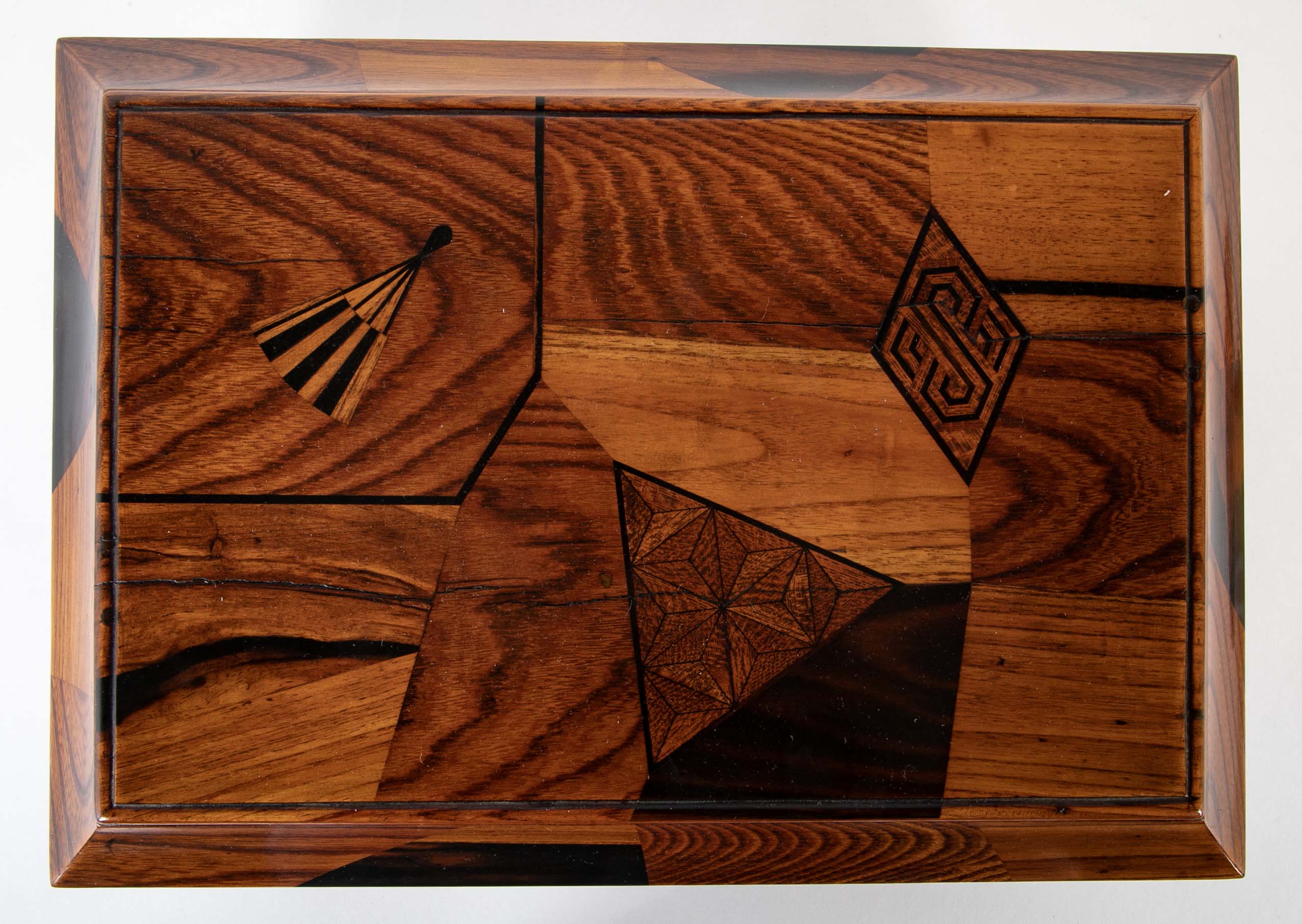 Japanese Sarcophagus Form Parquetry Inlaid Work Box