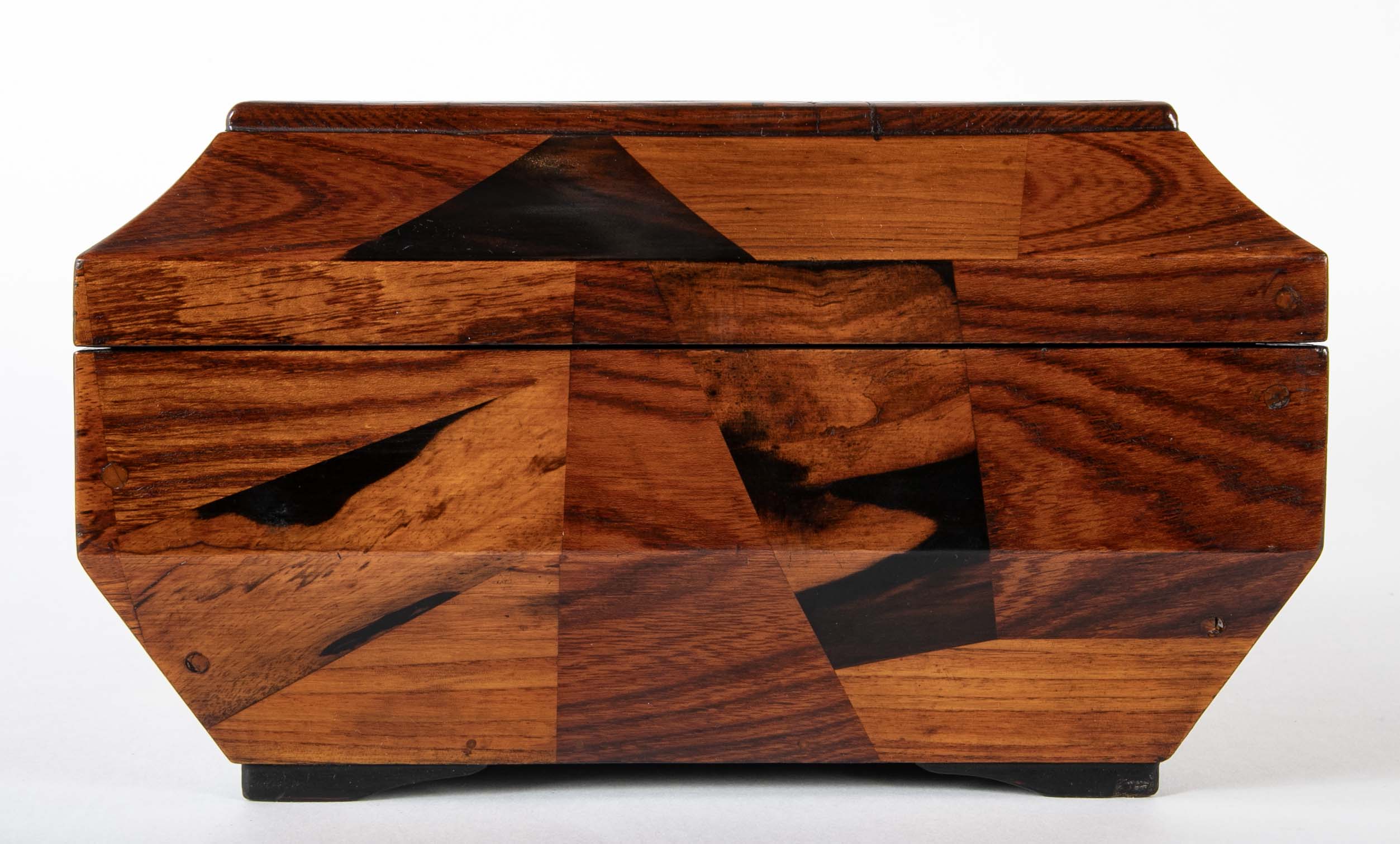 Japanese Sarcophagus Form Parquetry Inlaid Work Box