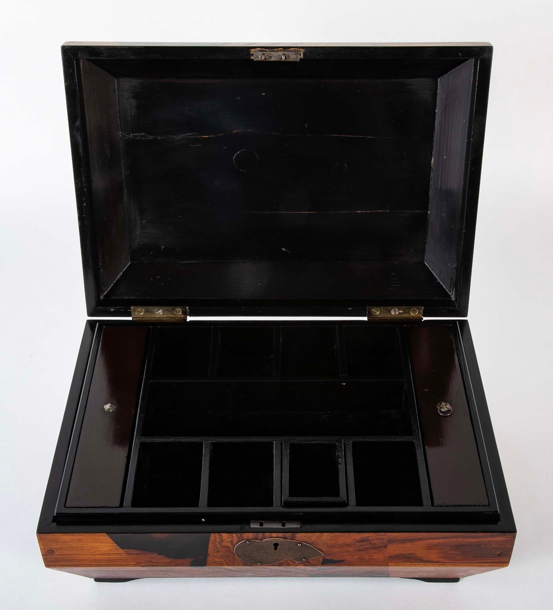 Japanese Sarcophagus Form Parquetry Inlaid Work Box