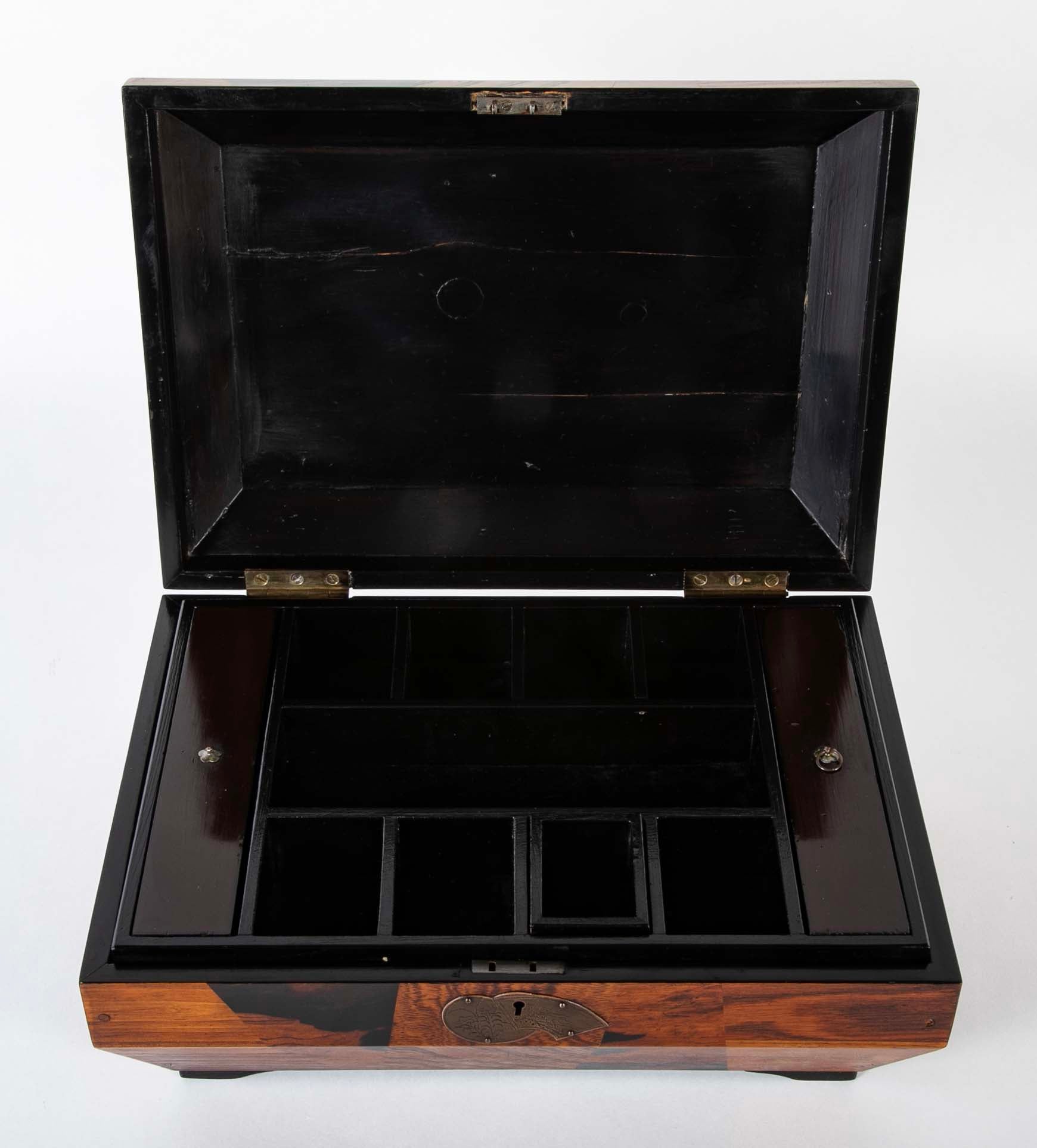 Japanese Sarcophagus Form Parquetry Inlaid Work Box