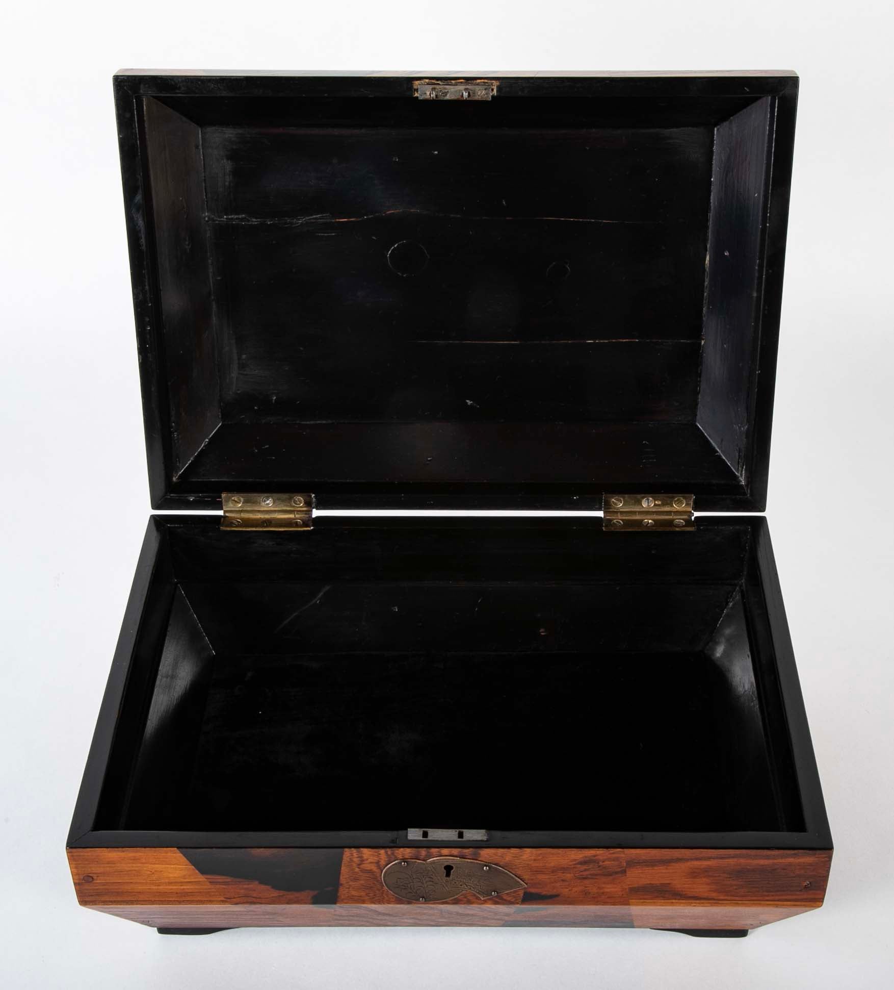 Japanese Sarcophagus Form Parquetry Inlaid Work Box