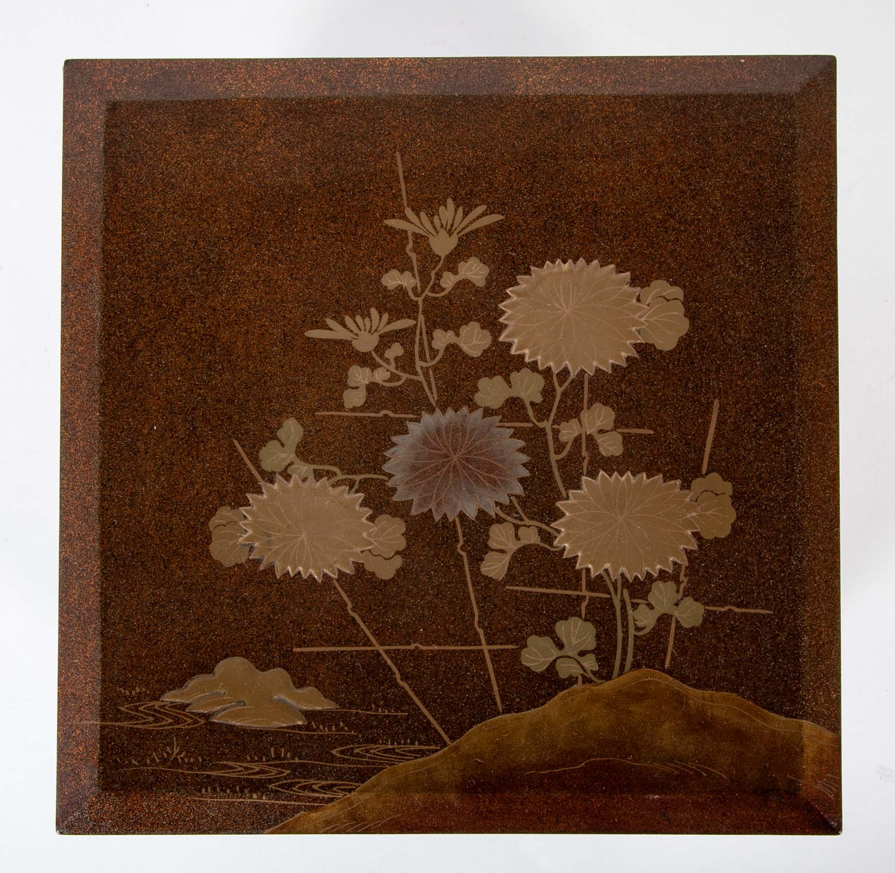 Japanese Maki-E Lacquered Jubako Box with Floral & Rooster Decor