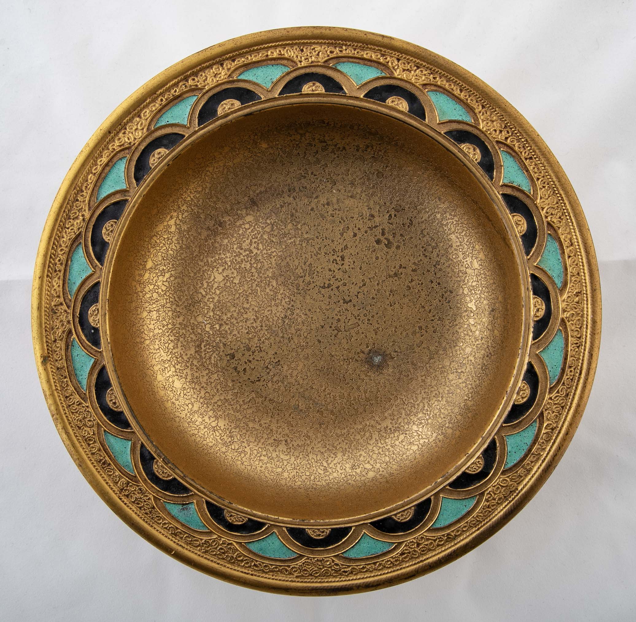 A Bronze & Enamel Compote by Louis C. Tiffany Furnaces Inc.