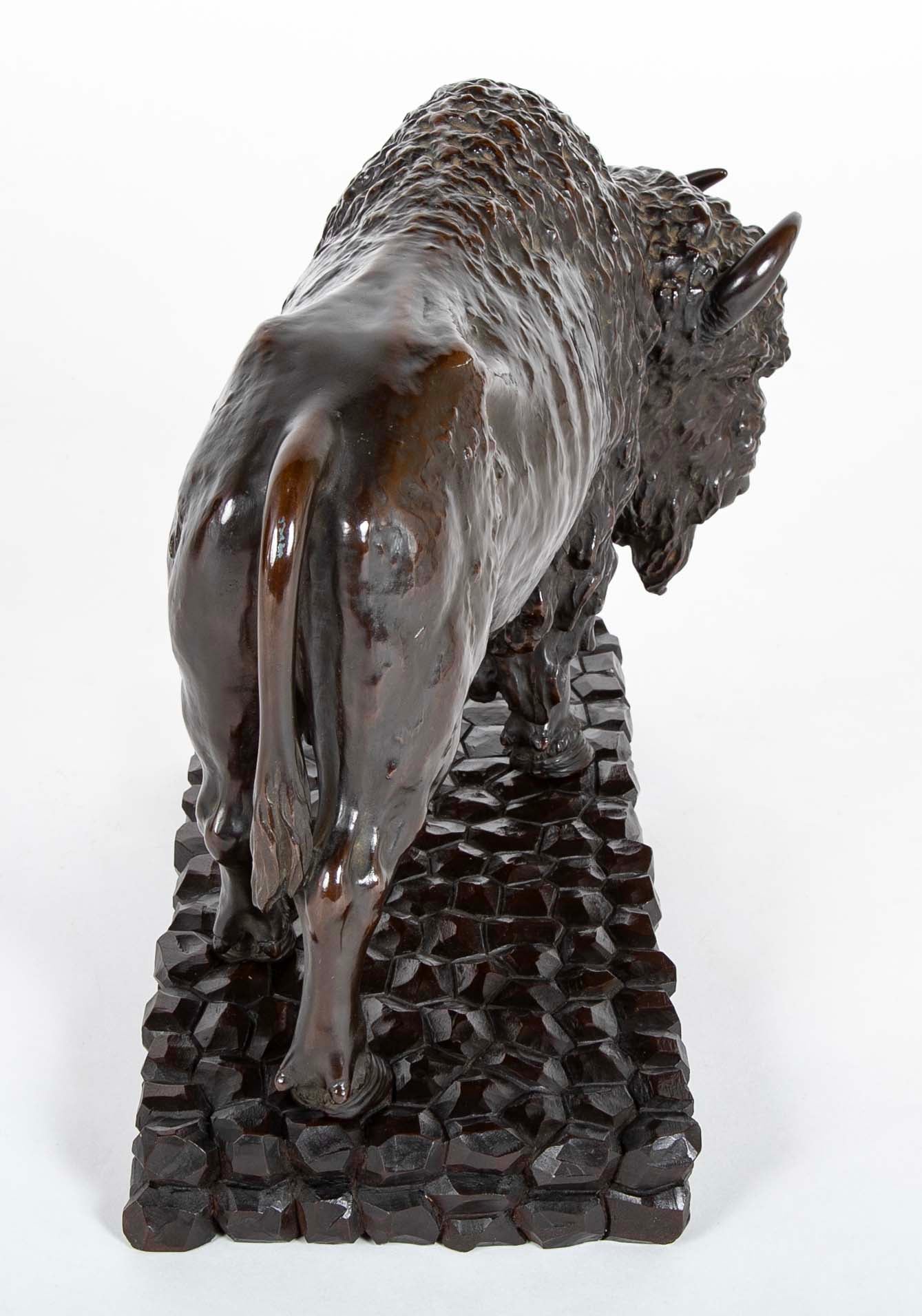 20th Century Japanese Bison in Patinated Bronze