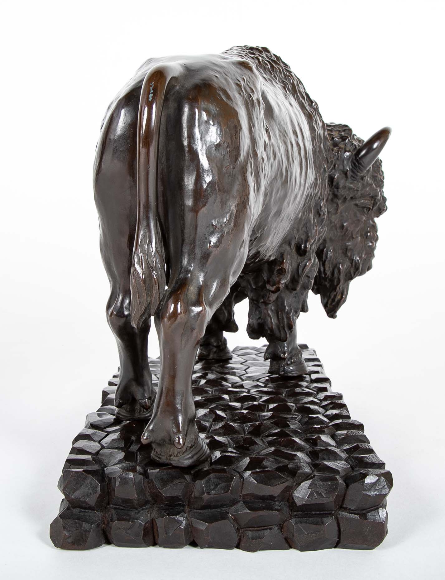 20th Century Japanese Bison in Patinated Bronze