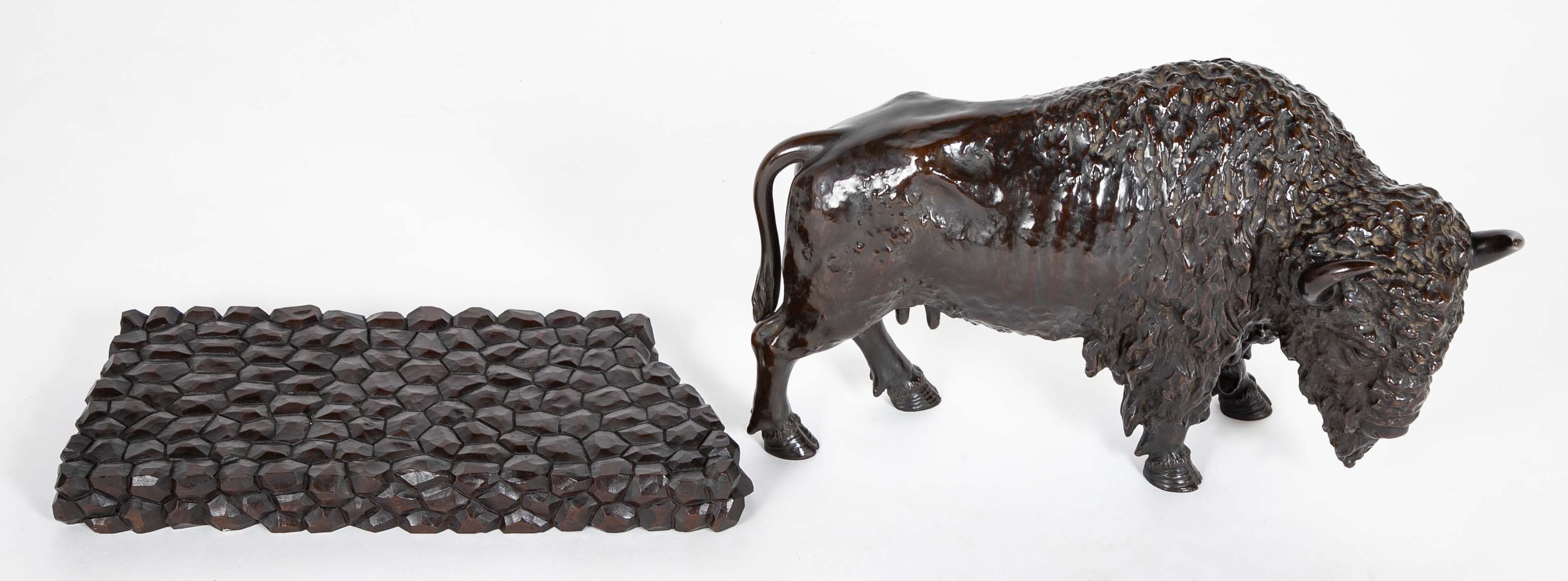 20th Century Japanese Bison in Patinated Bronze