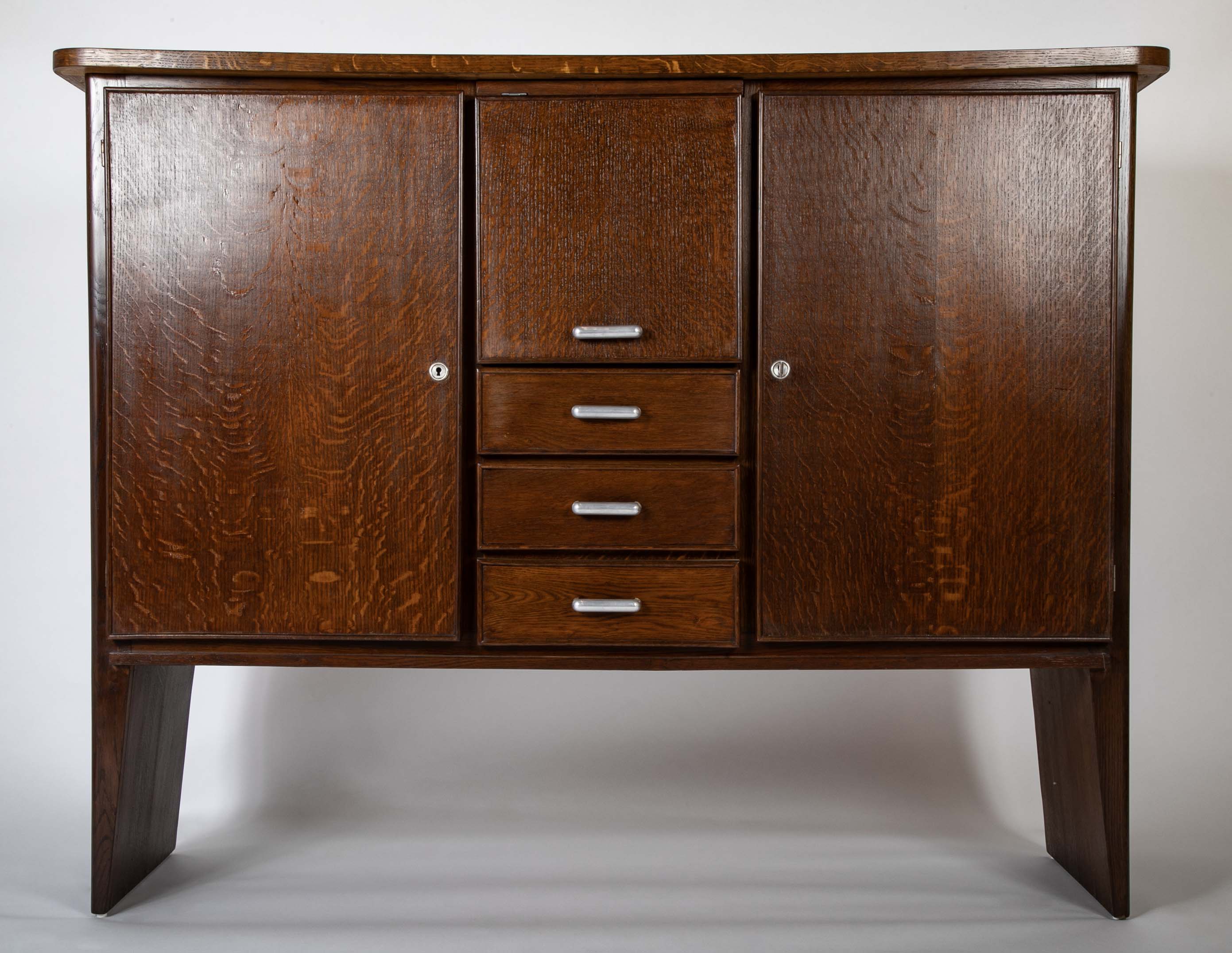 An Oak and Aluminum Cabinet by Rene Gabriel