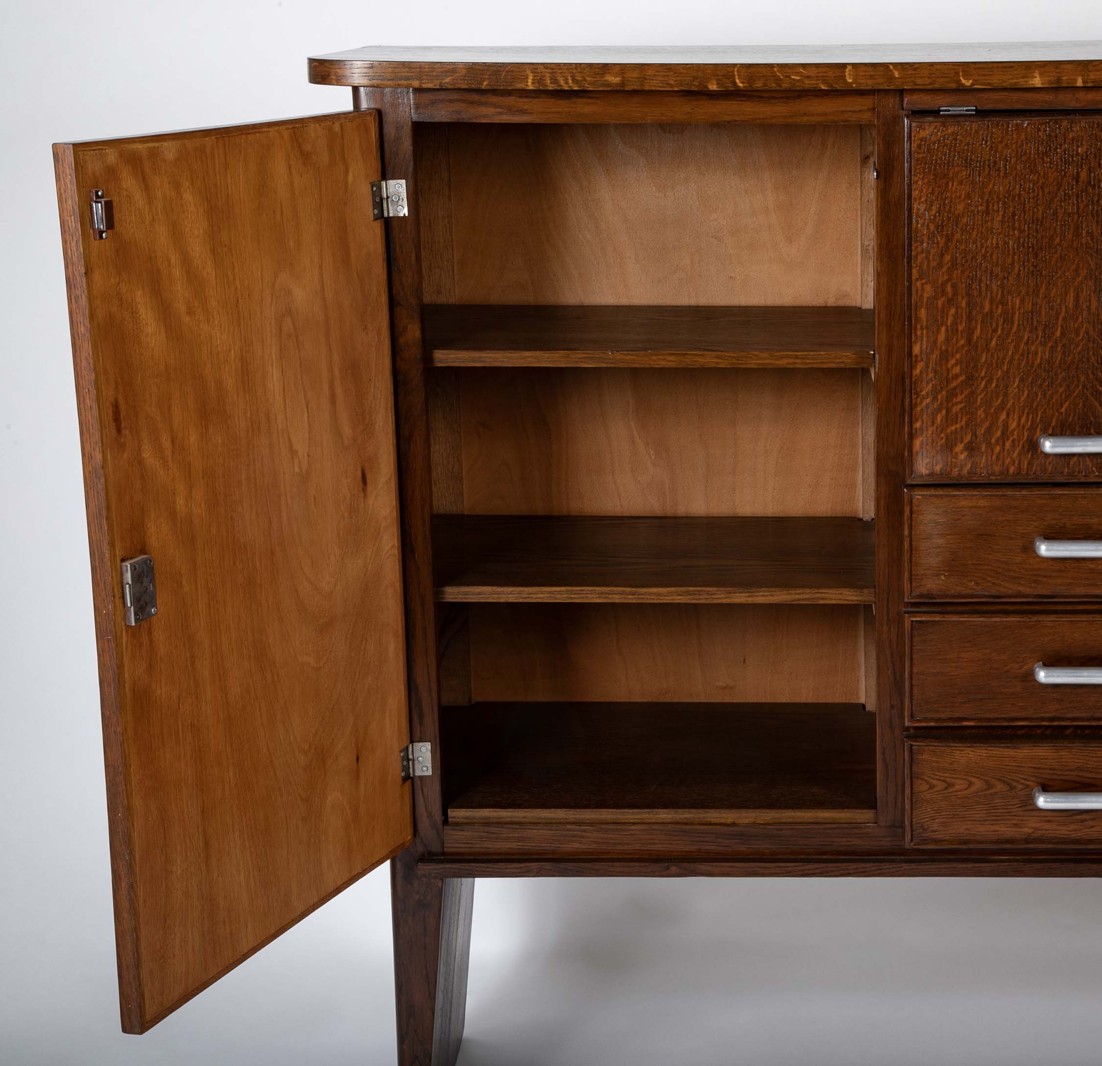 An Oak and Aluminum Cabinet by Rene Gabriel
