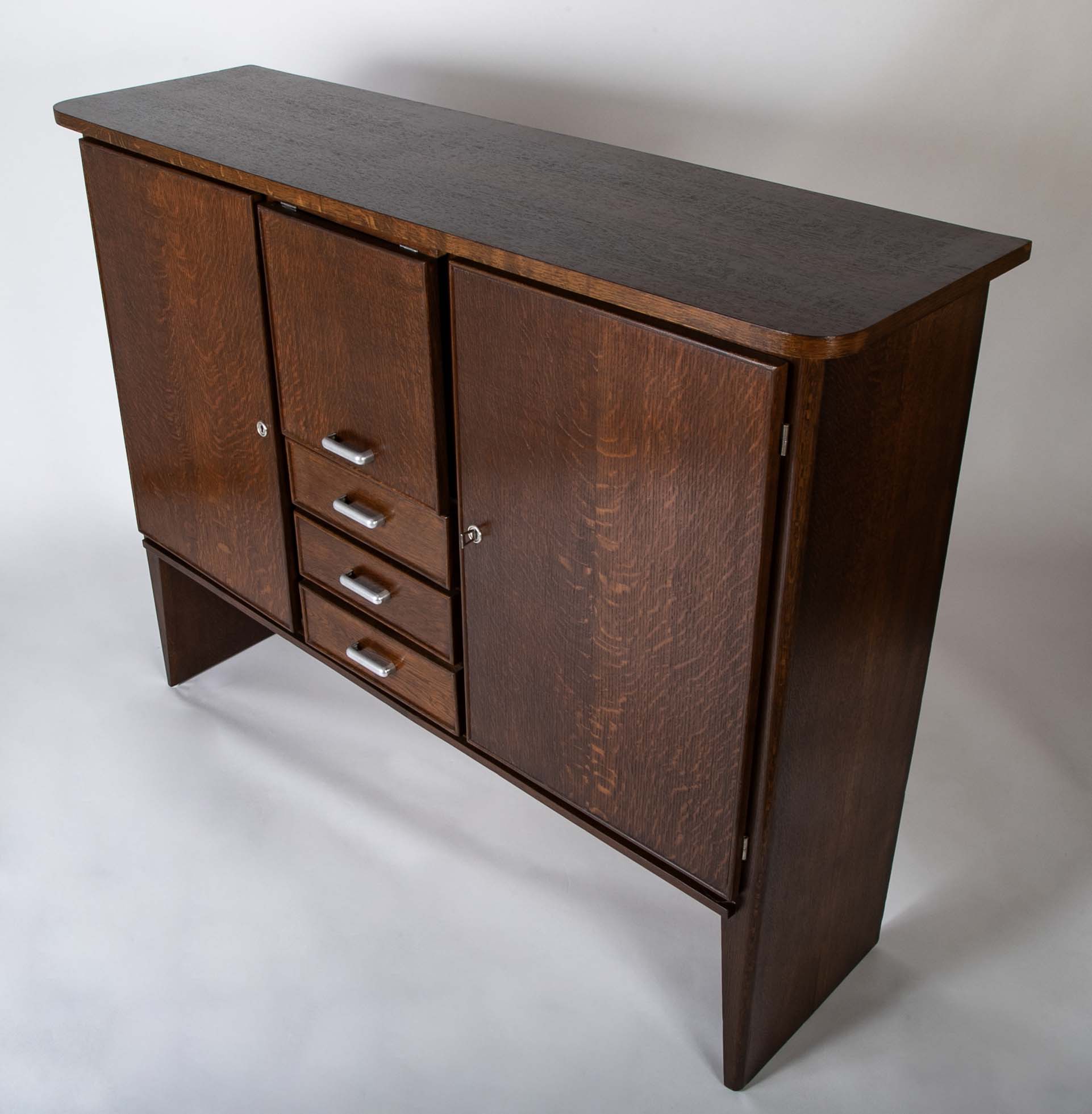 An Oak and Aluminum Cabinet by Rene Gabriel