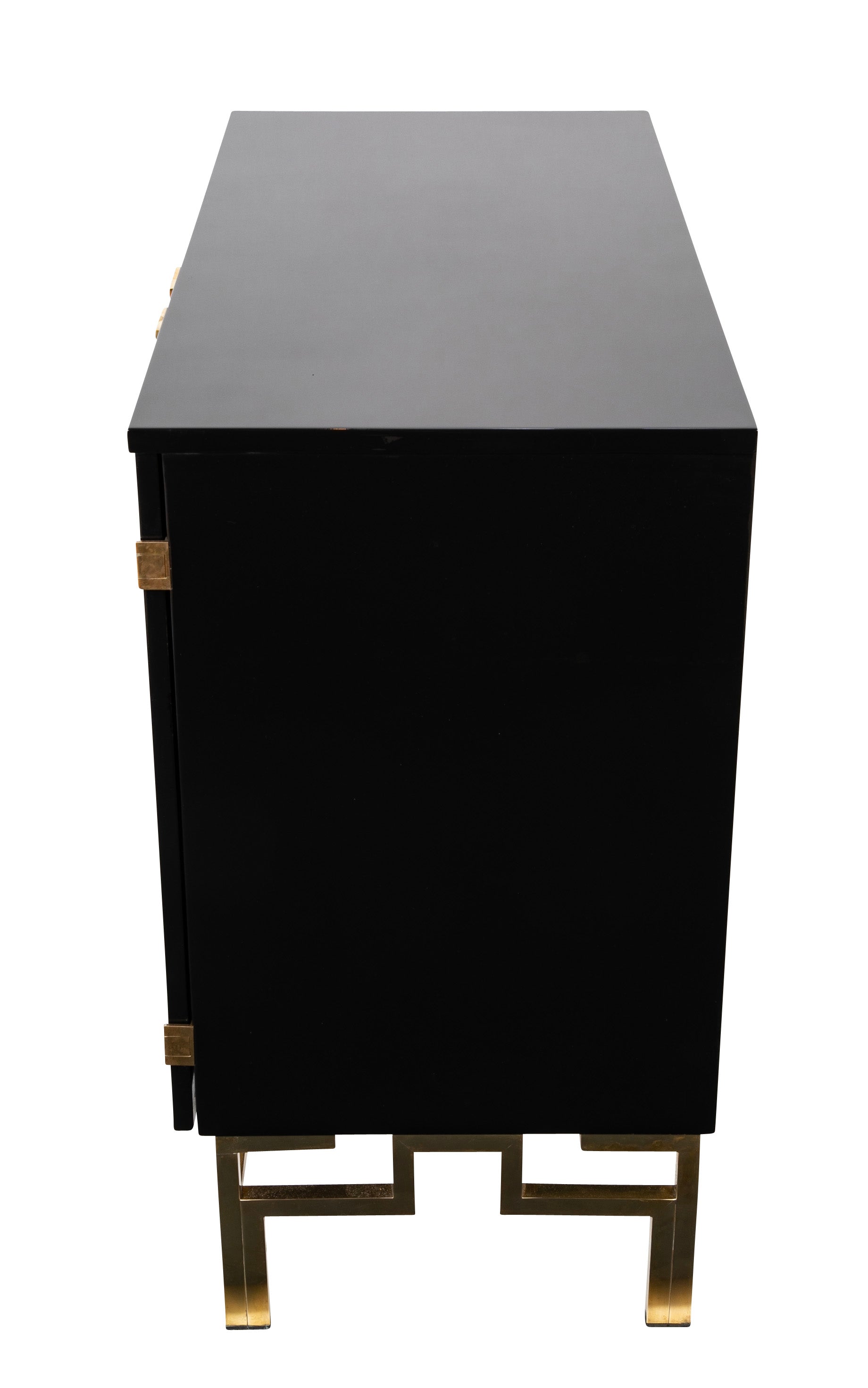A Maison Jansen Black Lacquer Cabinet with Gilded Brass Accents
