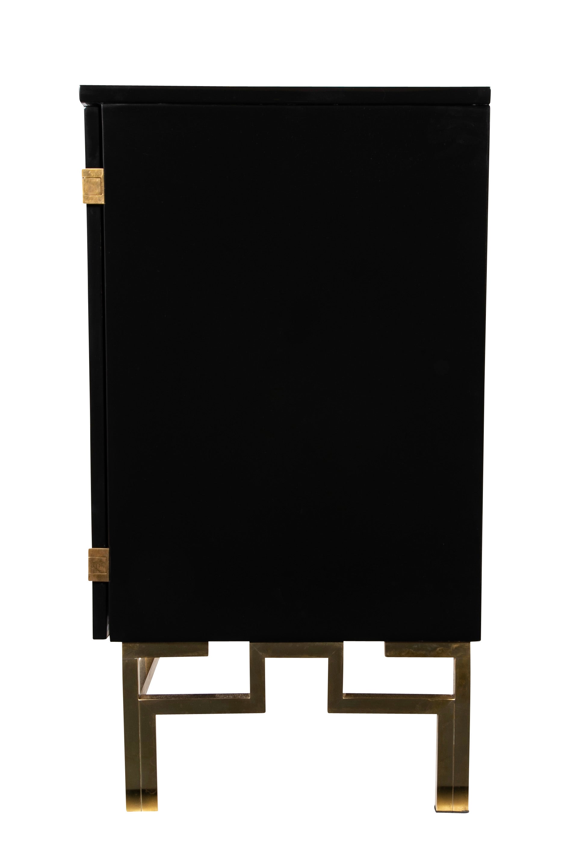A Maison Jansen Black Lacquer Cabinet with Gilded Brass Accents