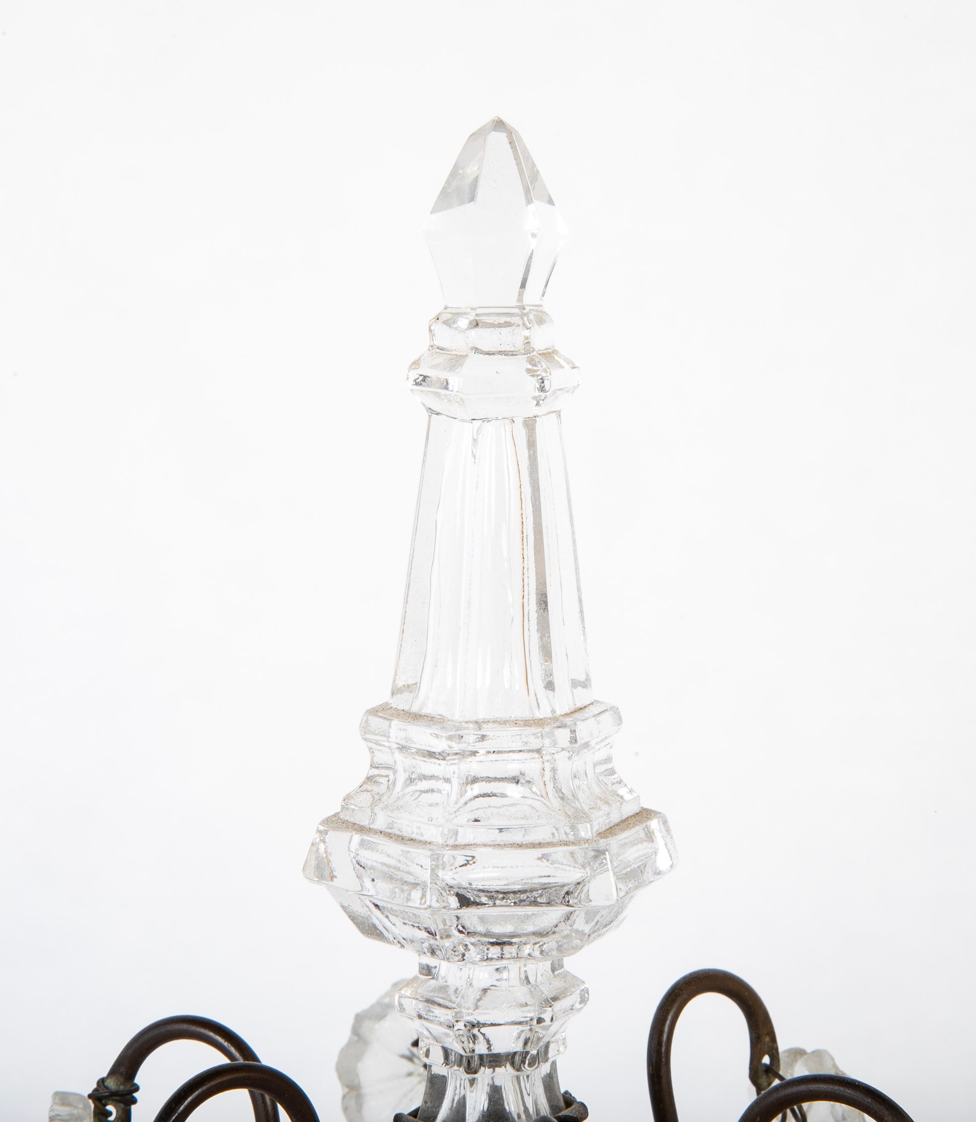 Pair of Early 20th Century Brass & Cut Glass Electrified Candelabra