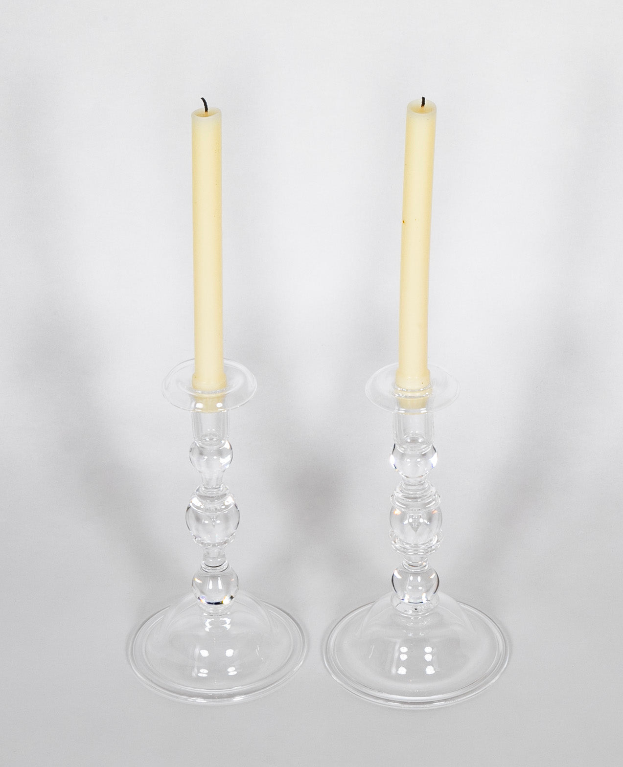 Pair of Steuben "Teardrop" Glass Candlesticks