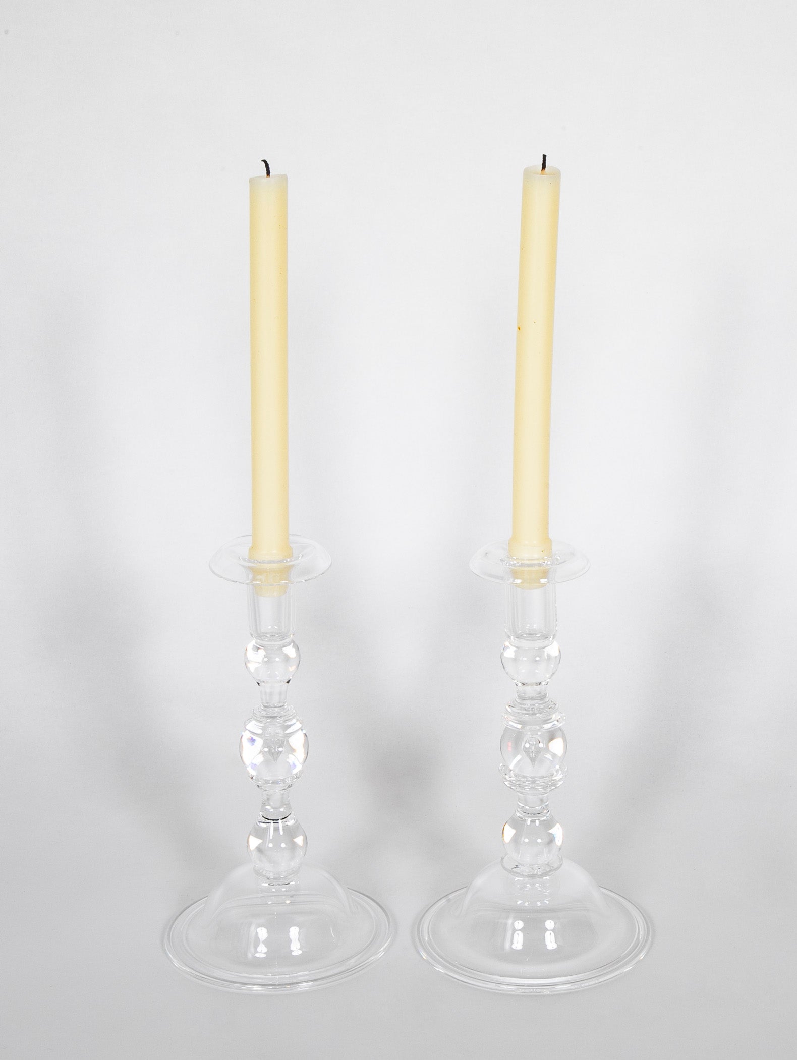 Pair of Steuben "Teardrop" Glass Candlesticks