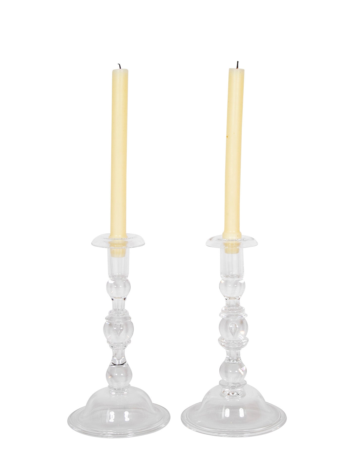 Pair of Steuben "Teardrop" Glass Candlesticks