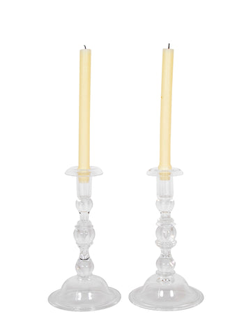 Pair Of Steuben "Teardrop" Glass Candlesticks