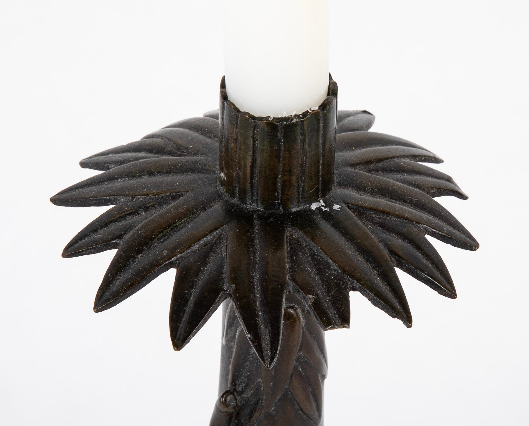Two Japanese Candlesticks in Bronze as Bamboo with Fauna and Snails