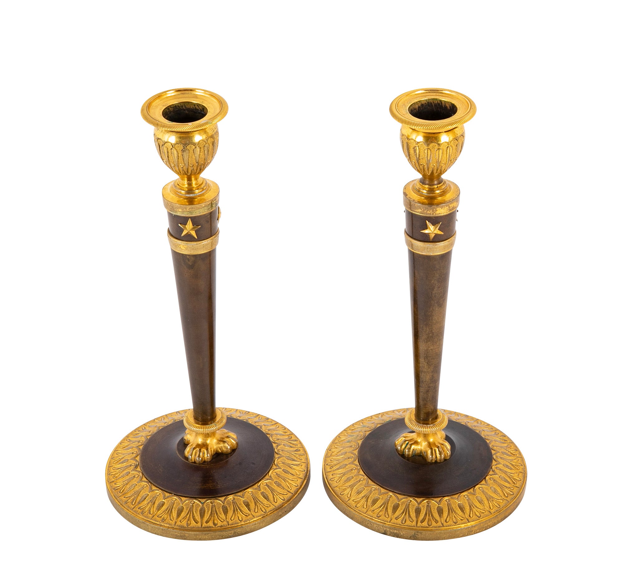 A Pair of French 19th Century Empire Candlesticks