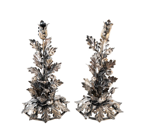 A Beautiful Pair of Italian Buccellati Sterling Silver Candlesticks