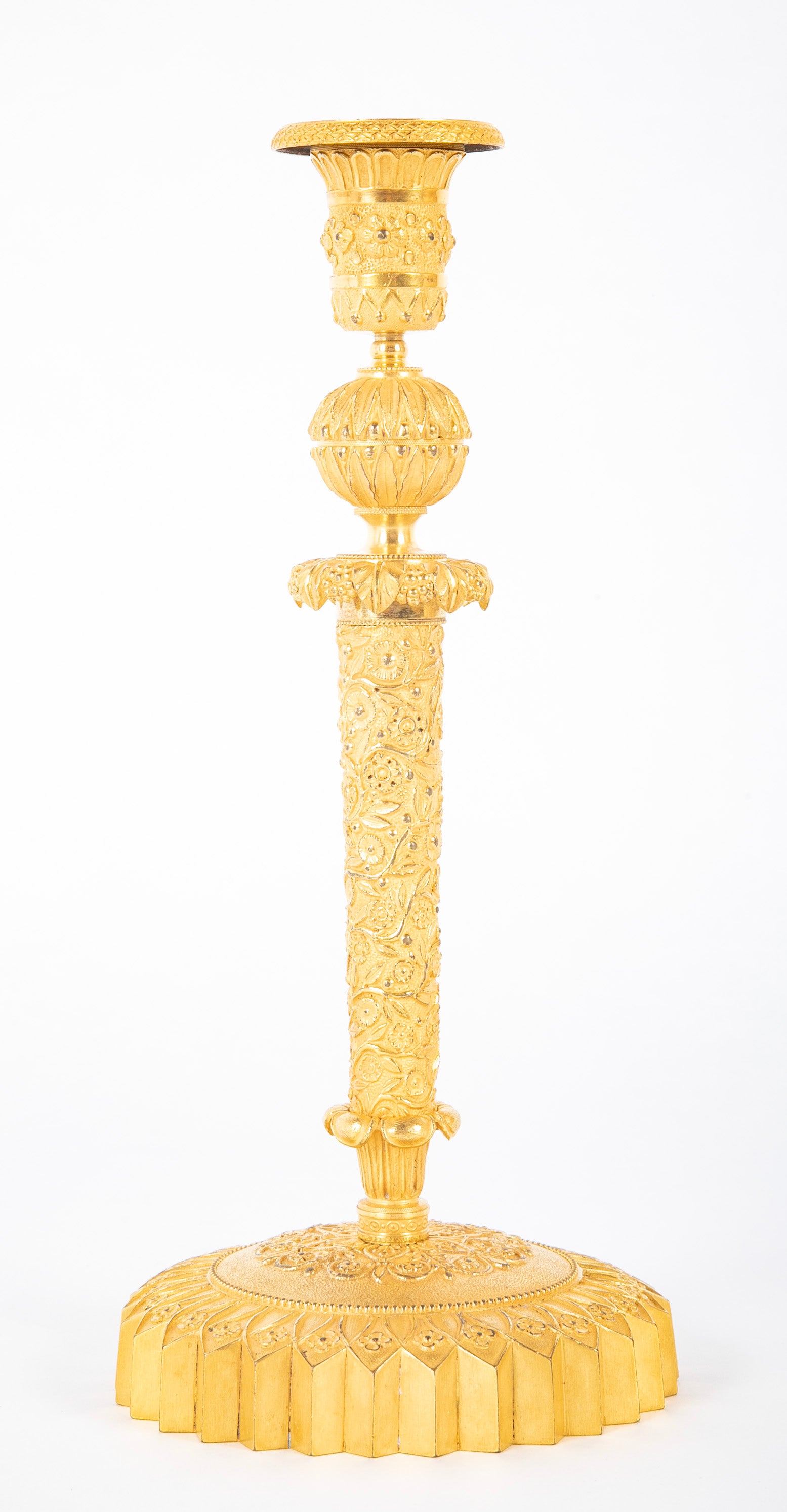 Pair of French Charles X Bronze D' Ore "Cathedral" Style Candlesticks