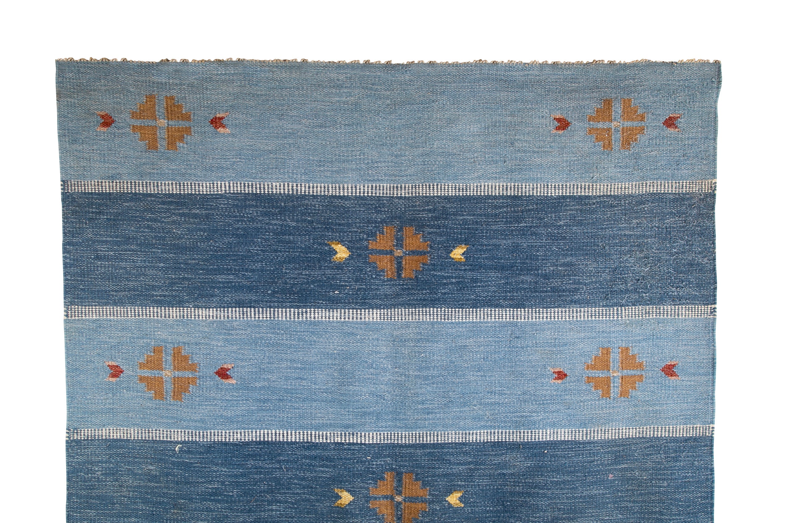 Mid-Century Swedish Blue Flat Weave Rug