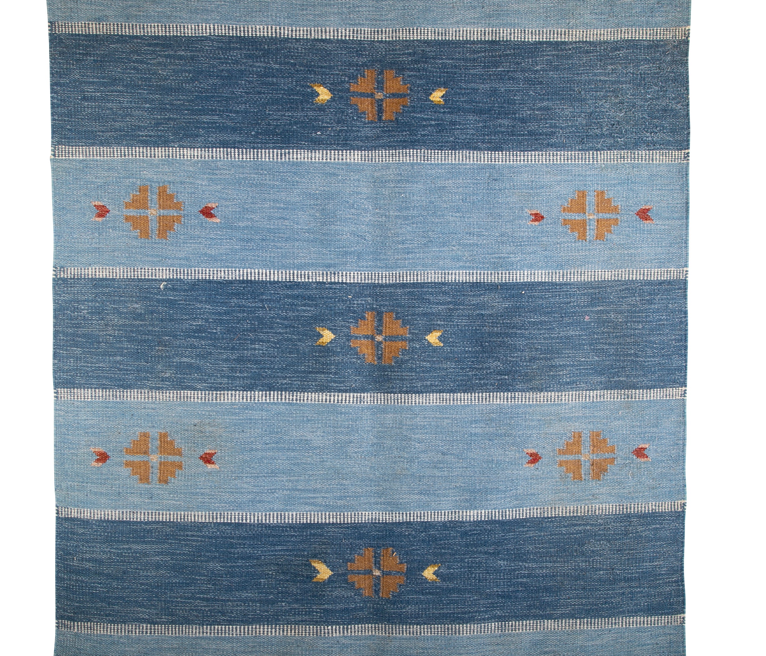 Mid-Century Swedish Blue Flat Weave Rug