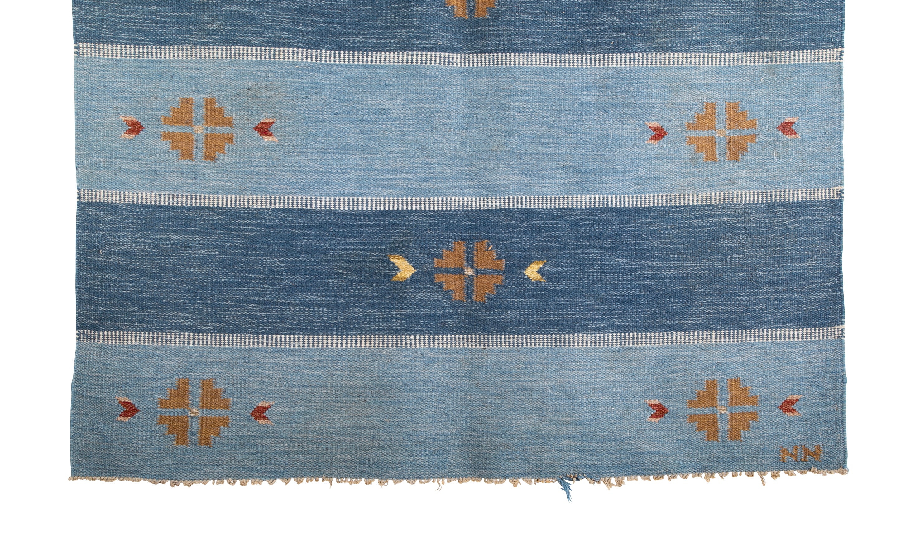 Mid-Century Swedish Blue Flat Weave Rug
