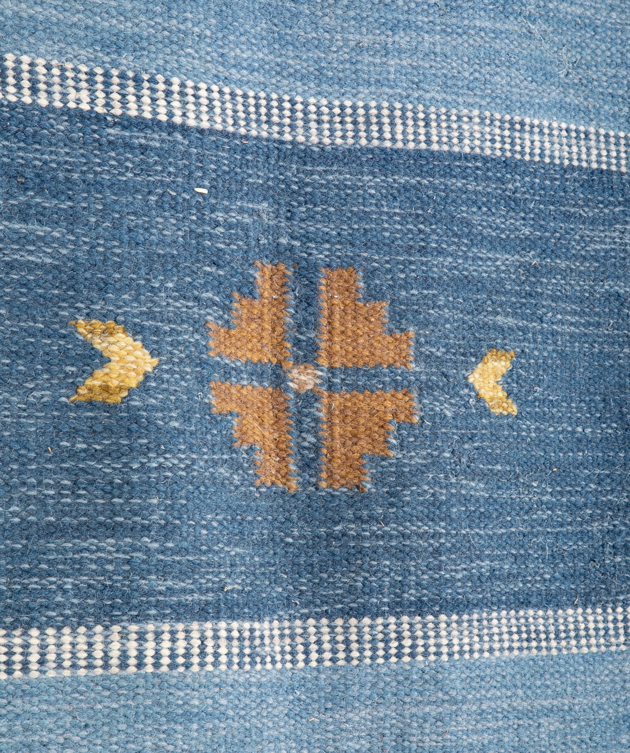 Mid-Century Swedish Blue Flat Weave Rug