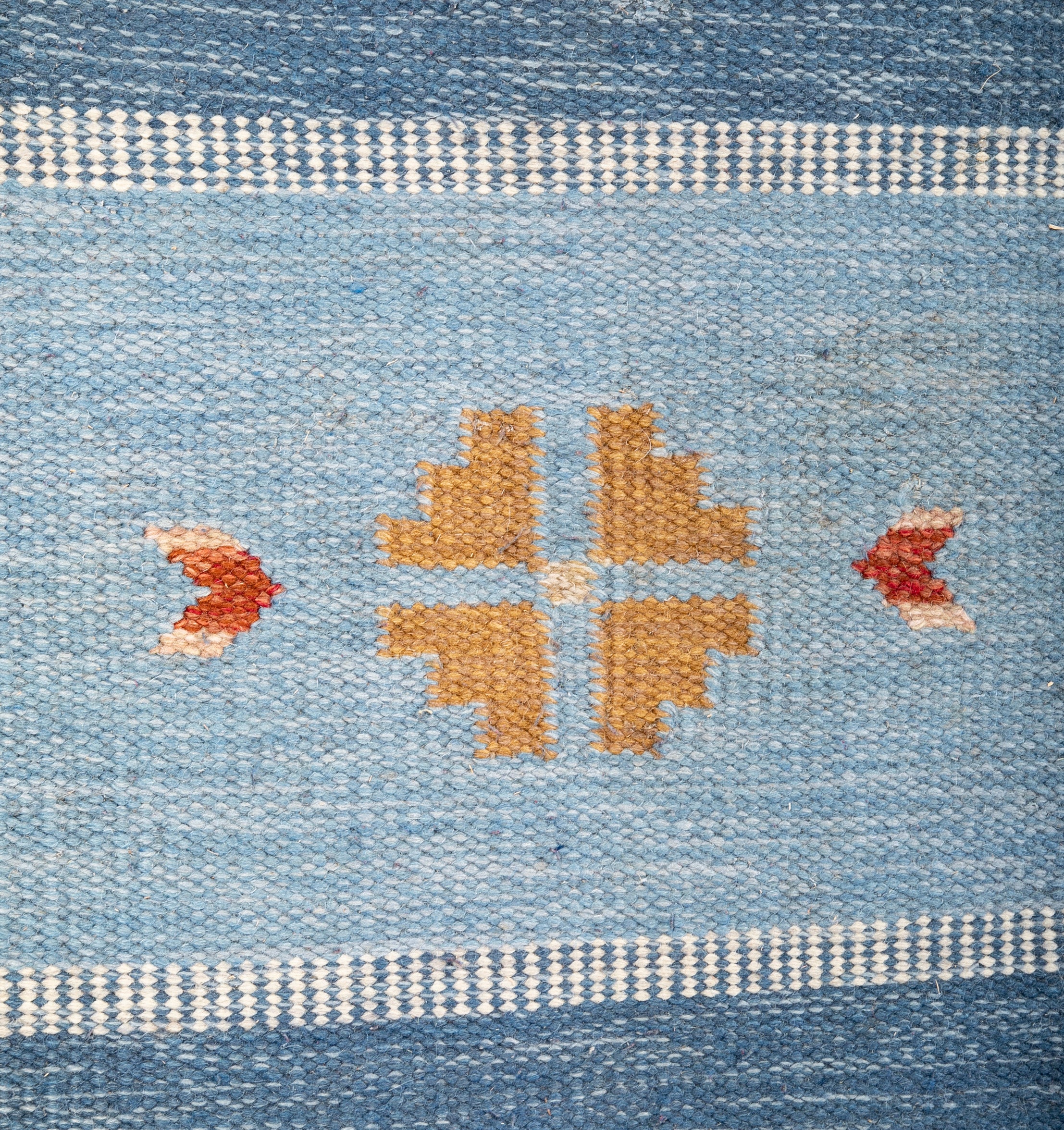 Mid-Century Swedish Blue Flat Weave Rug