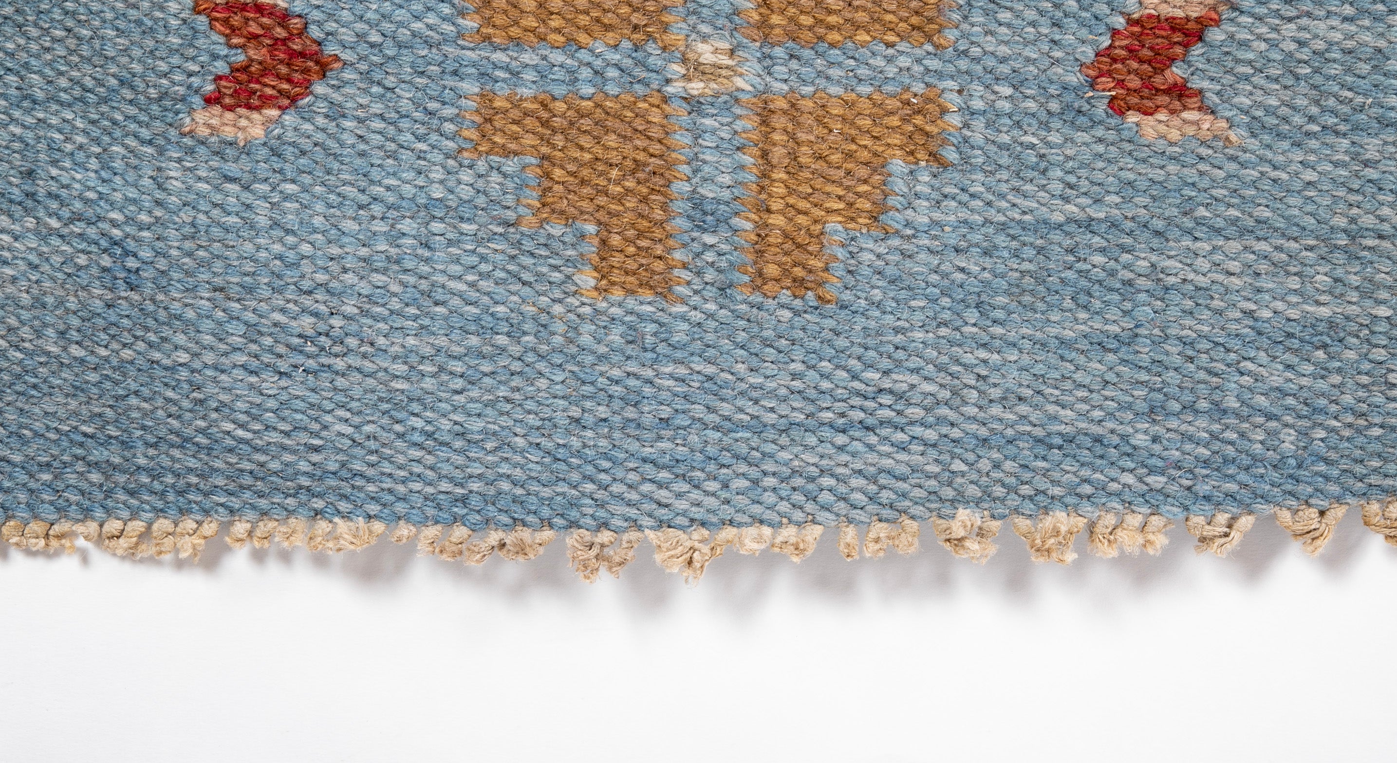 Mid-Century Swedish Blue Flat Weave Rug