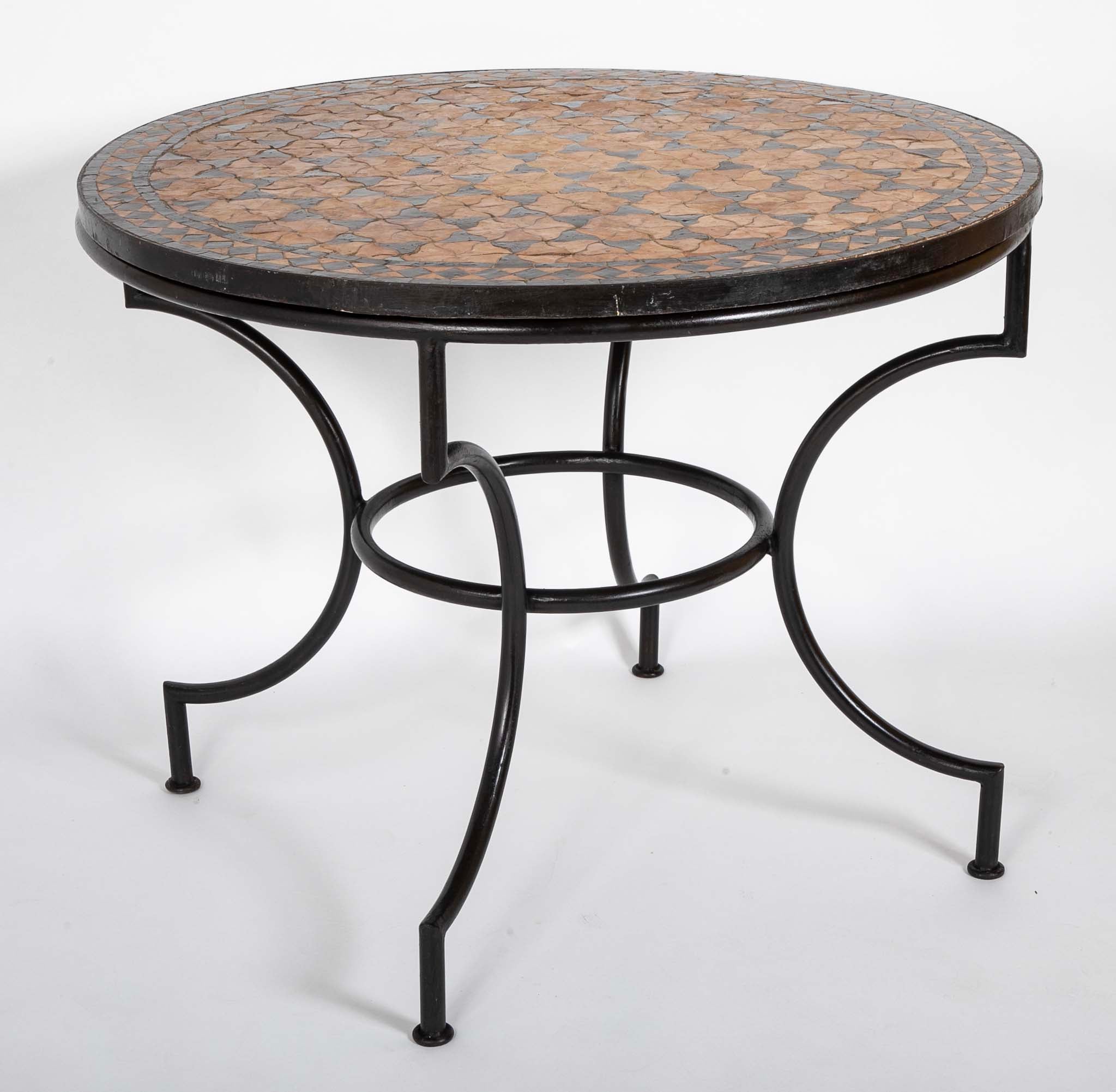 Round Steel Base Table with Mosaic Top