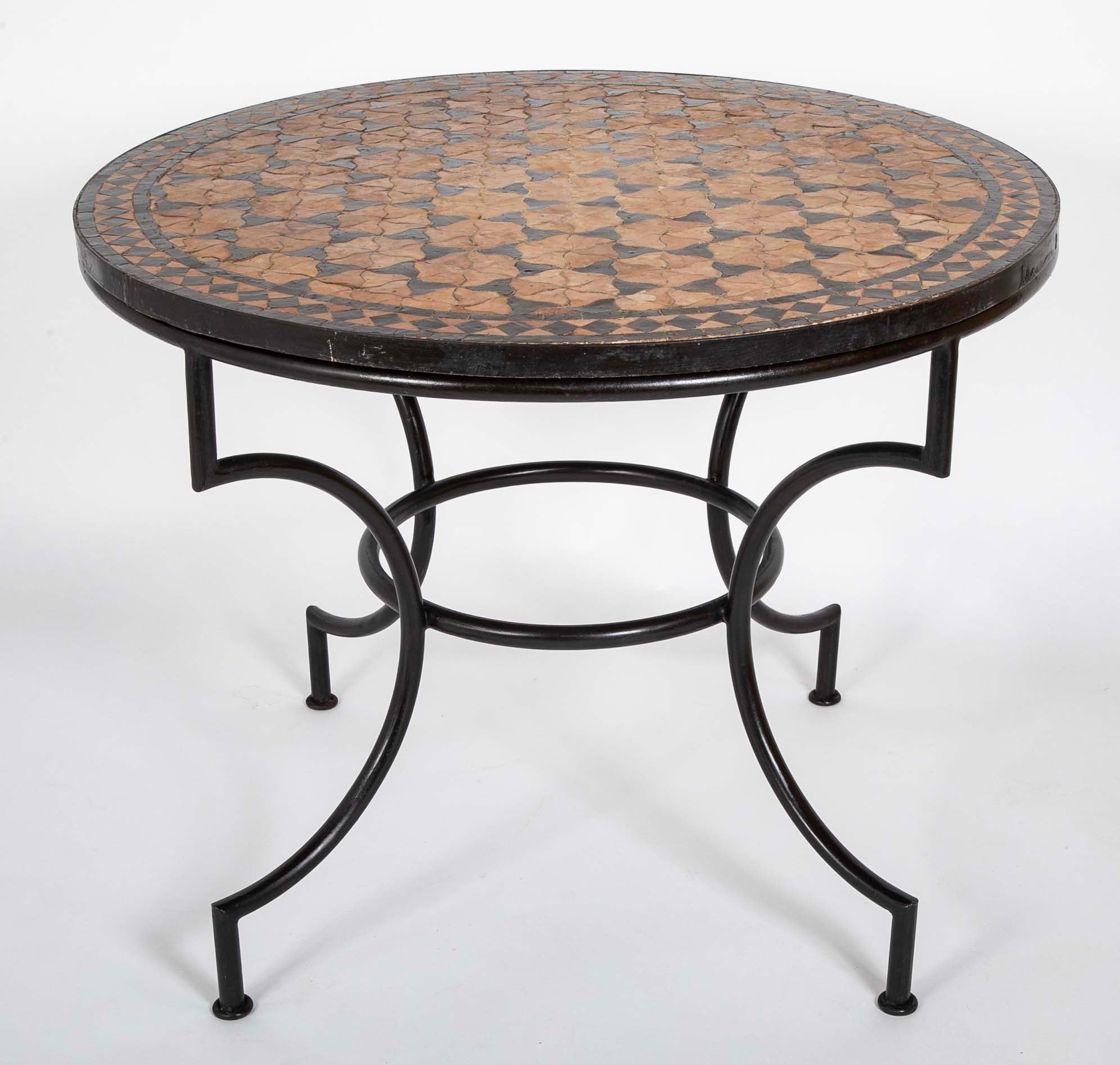 Round Steel Base Table with Mosaic Top