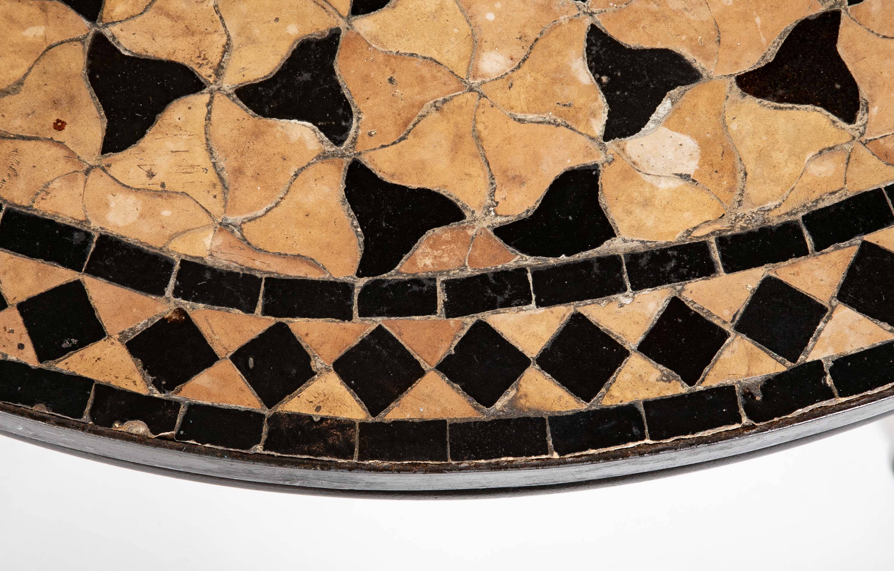 Round Steel Base Table with Mosaic Top