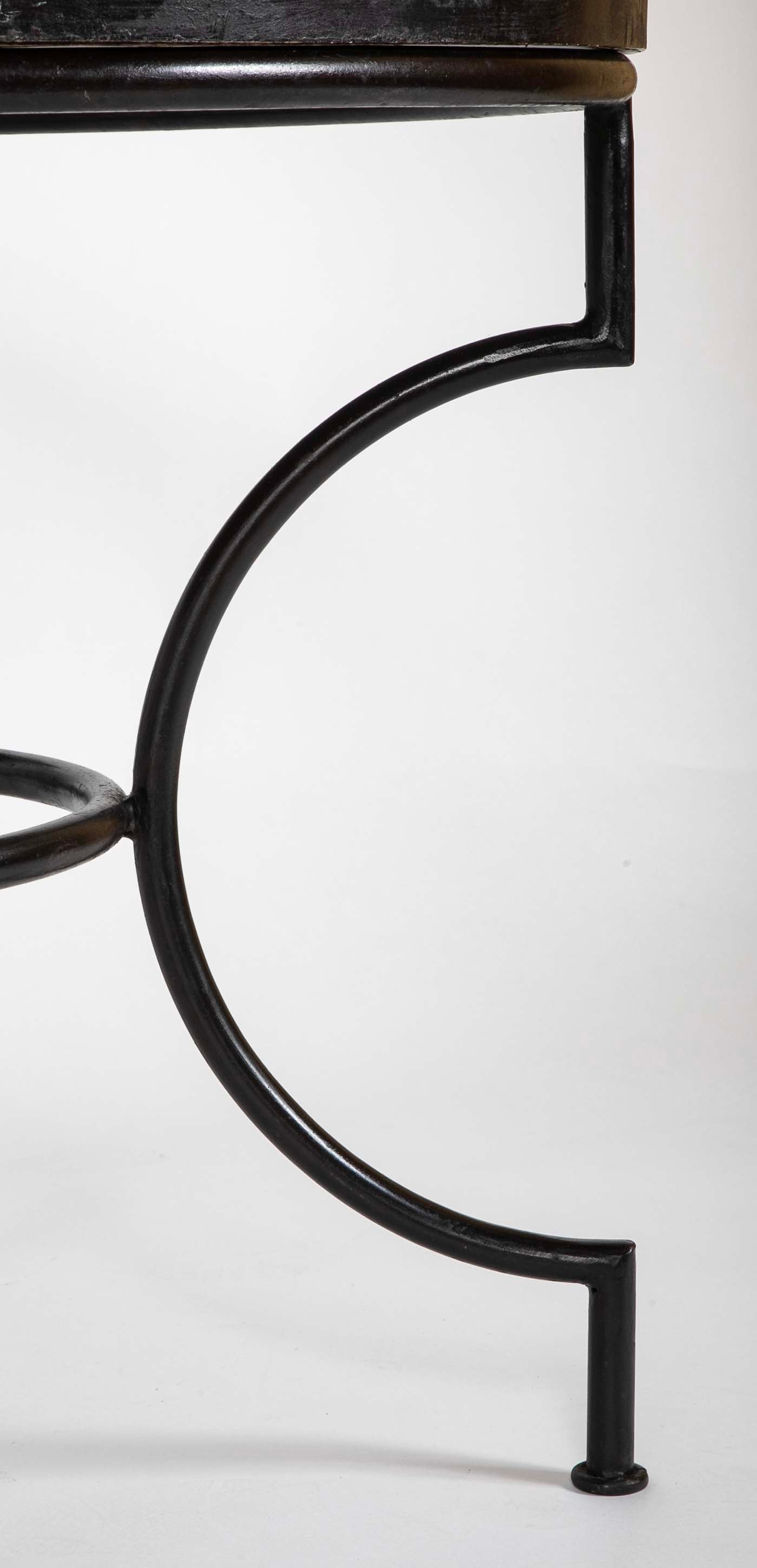 Round Steel Base Table with Mosaic Top